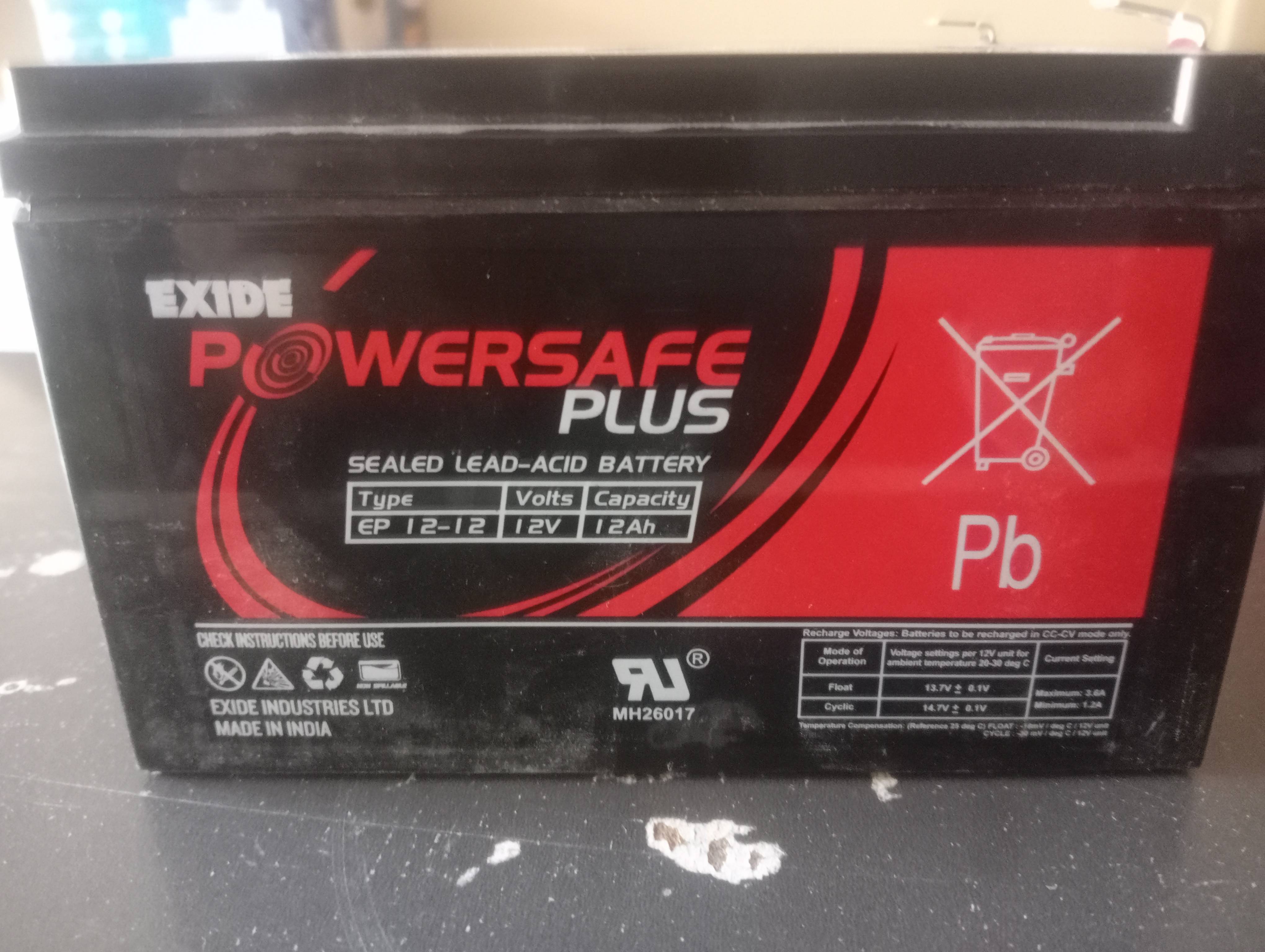  Exide Powersafe Plus EP 12-12 Battery in Zirakpur - Sealed Lead-Acid, 12V SUNRISE ENTERPRISES LGF METRO PLAZASHOWROOM NO 09LOHAGARH LOHAGARH ROAD ZIRAKPUR