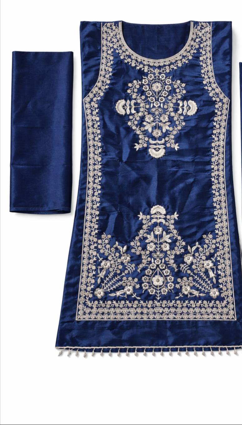 Parvaaz Handcraft Navy Blue Designer Embroidered Kurta Dupatta Set -  - Buy Online at PARVAAZ HANDCRAFT