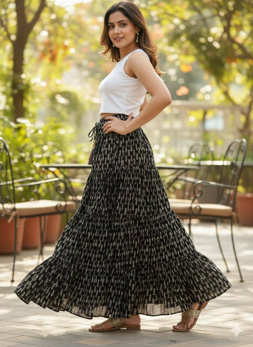 Boho Chic Flared Maxi Skirt in Chinchwad: Stylish Wardrobe Essential -  - Buy Online at TRENDORA GARMENTS AND GENERAL STORES