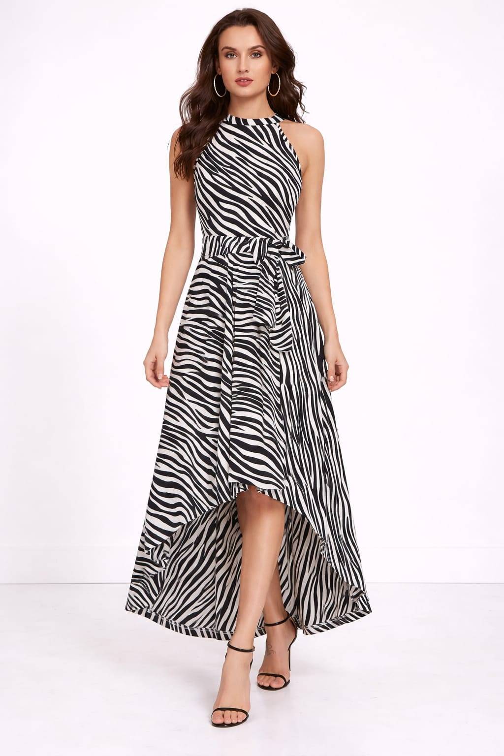 Women's Dresses: Zebra Print High-Low Dress in Chinchwad - Stylish Statement Piece -  - Buy Online at TRENDORA GARMENTS AND GENERAL STORES