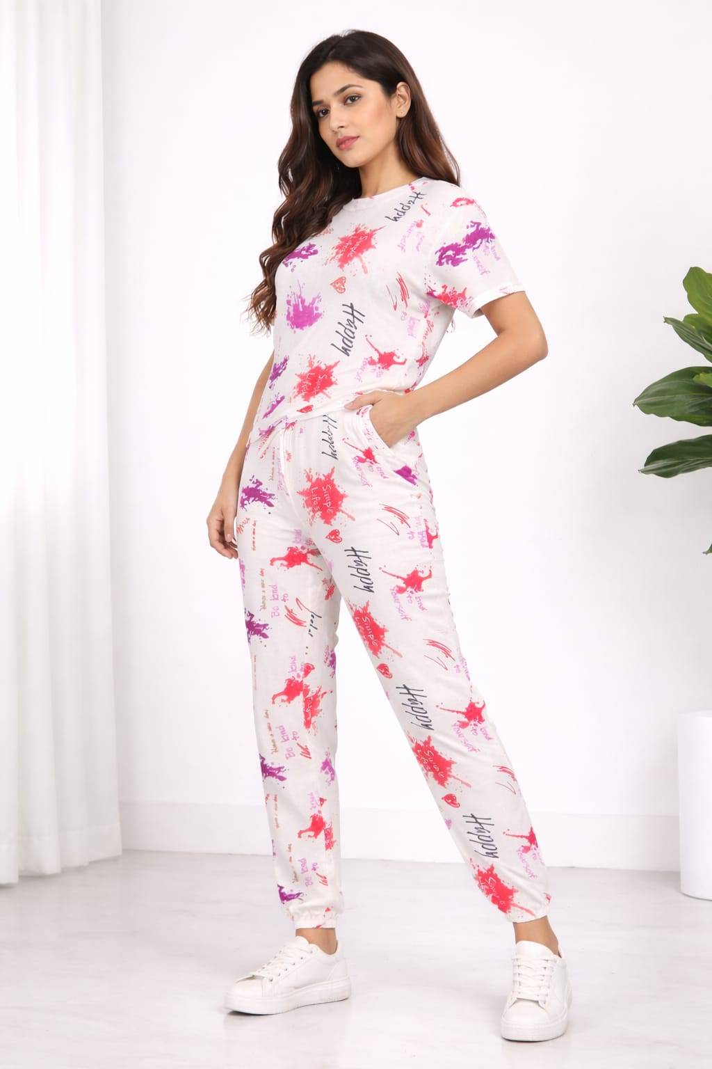 Loungewear Set in Chinchwad: Color Splash Printed Women's Loungewear Set -  - Buy Online at TRENDORA GARMENTS AND GENERAL STORES