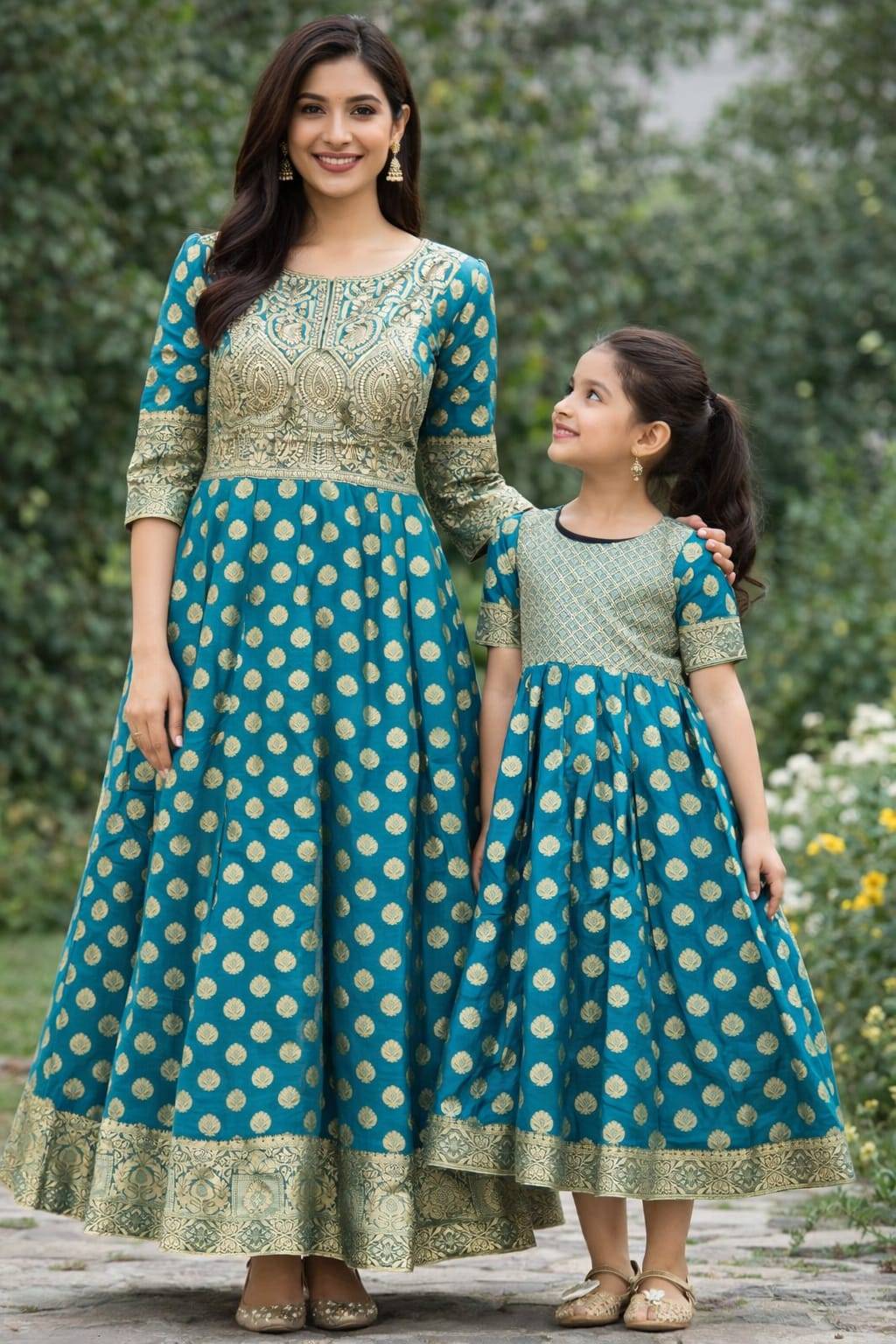 Anarkali Matching Set in Chinchwad: Elegant Mother-Daughter Outfit -  - Buy Online at TRENDORA GARMENTS AND GENERAL STORES