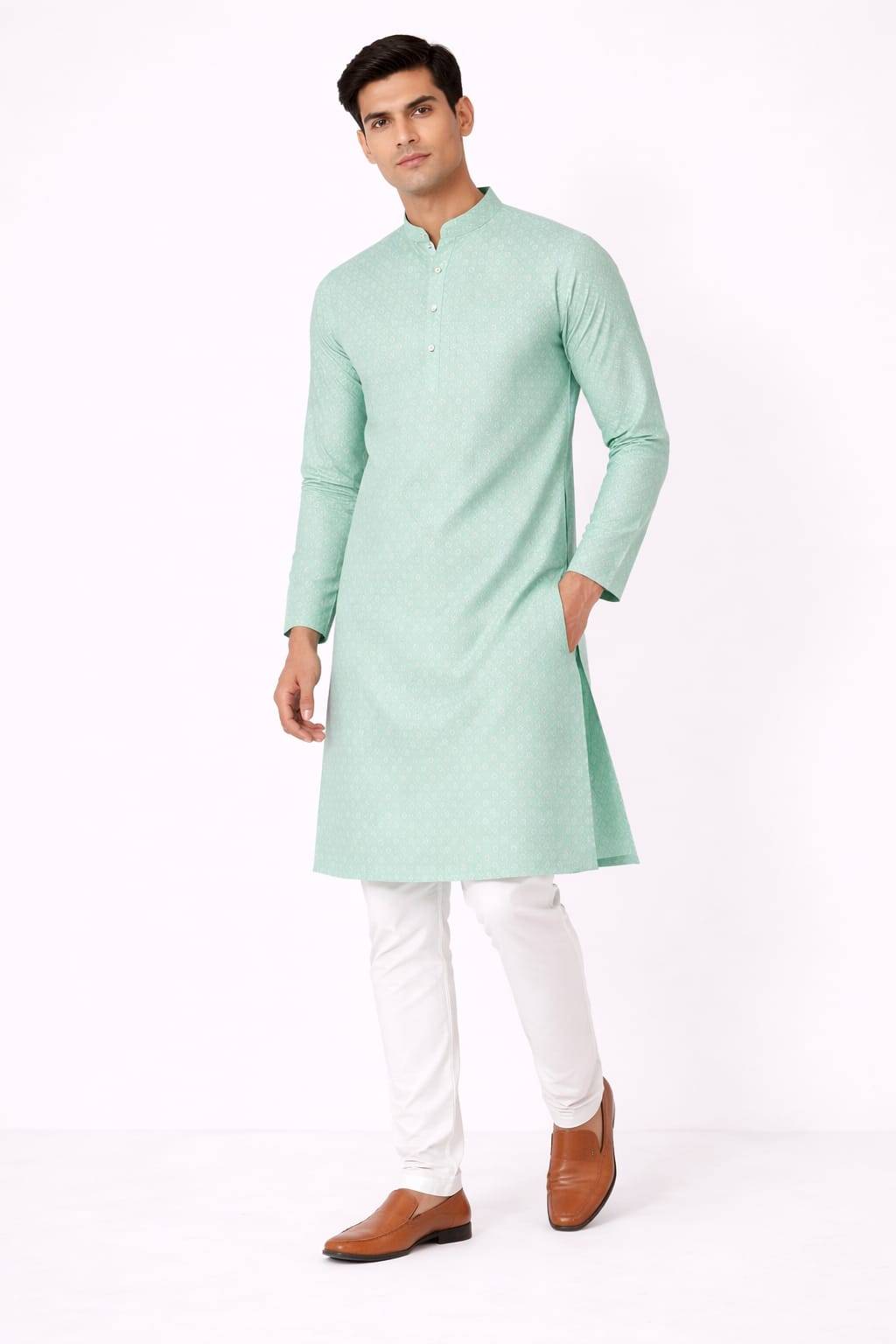 Men's Kurta Set in Mint Green Chinchwad: Elegant Ethnic Wear -  - Buy Online at TRENDORA GARMENTS AND GENERAL STORES