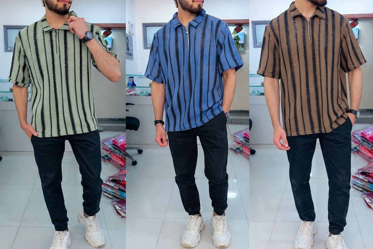Men's Striped Half-Sleeve Shirt in Chinchwad: Casual and Stylish -  - Buy Online at TRENDORA GARMENTS AND GENERAL STORES