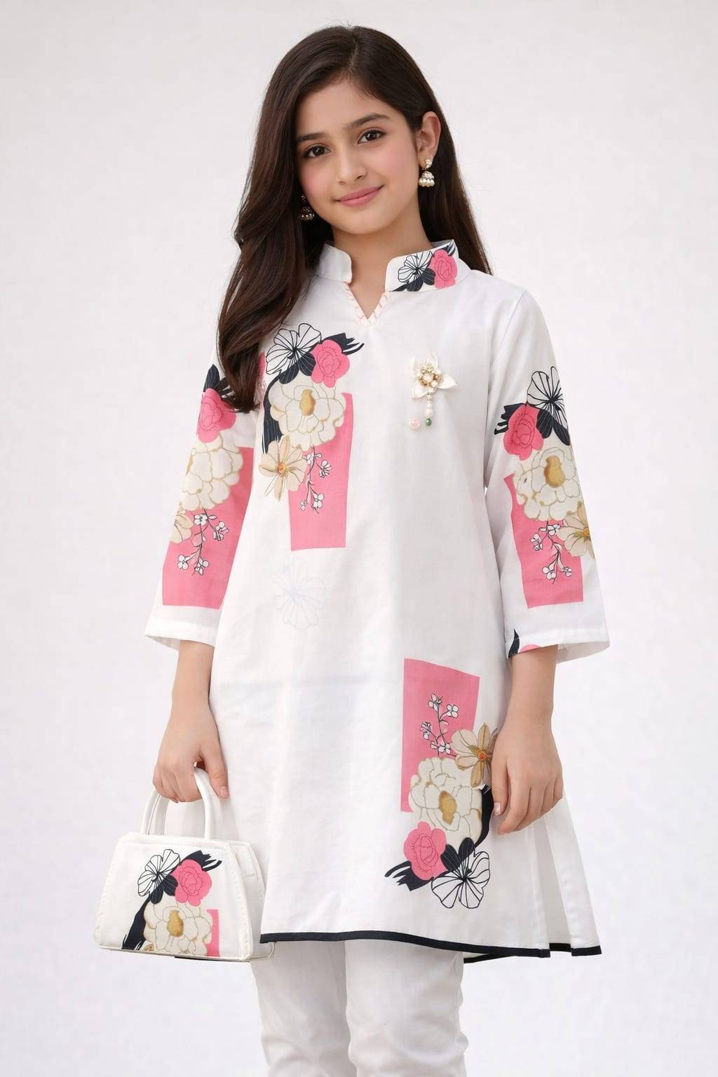 Women's Kurti in Chinchwad: Floral Printed White Kurti with Pink Accents TRENDORA GARMENTS AND GENERAL STORES GROUND FLOOR SHOP NO 16 KUNAL RIVERSIDE CTS NO 1814 NEAR ADITYA BIRLA HOSPITAL CHINCHWAD LANDMARK Near Gajanan Maharaj Jotish Office