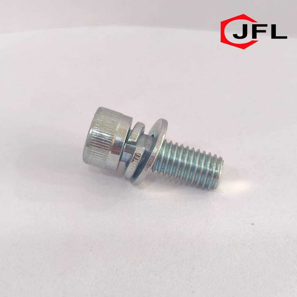 Allen Bolt with Spring and Plain Washer displayed over a wooden surface in Faridabad