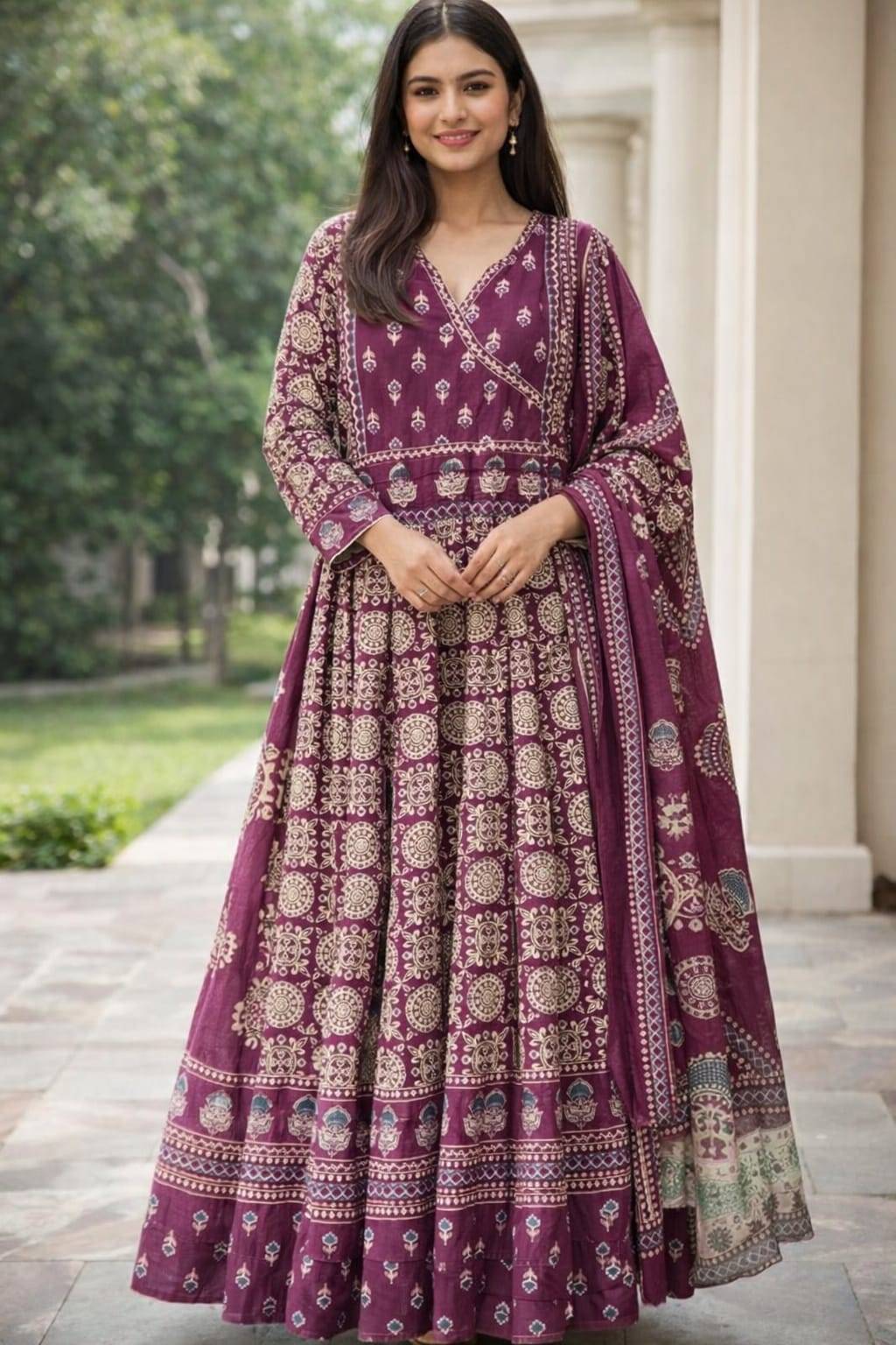 Ethnic Anarkali Kurta Set in Chinchwad: Traditional Prints for Elegant Style -  - Buy Online at TRENDORA GARMENTS AND GENERAL STORES