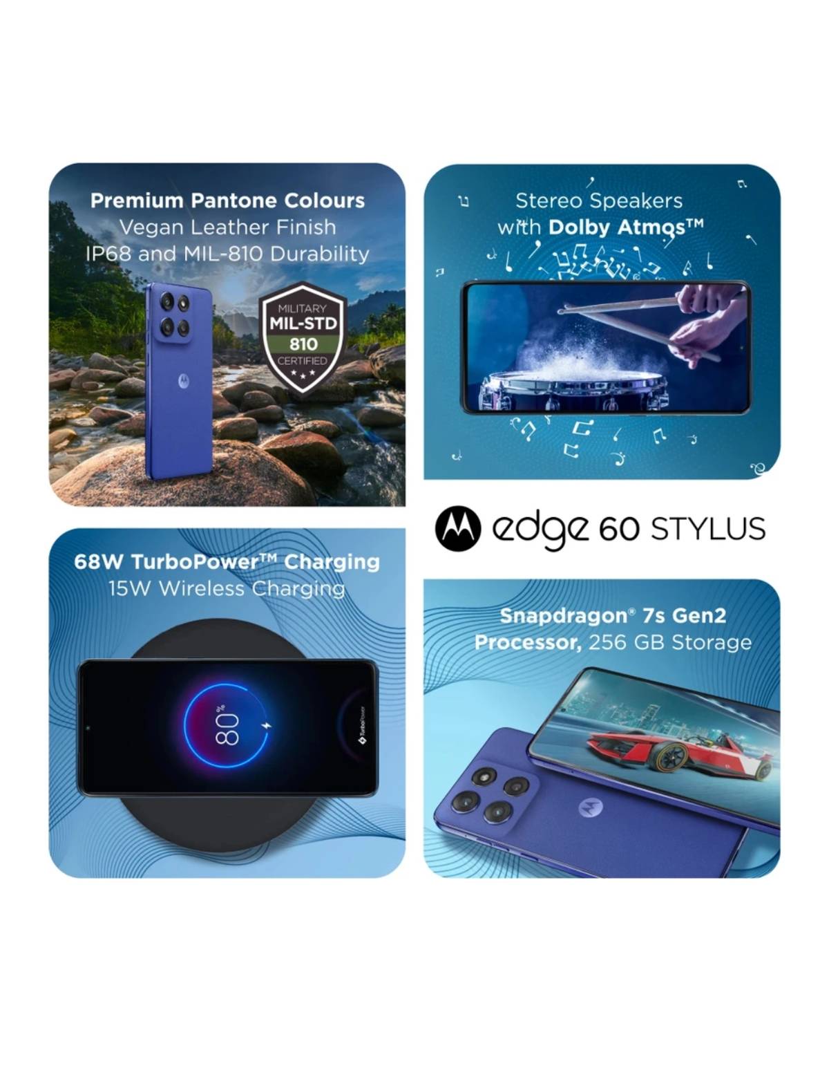 MOTOROLA Edge 60 Stylus in SATRIKH, PANTONE Surf the Web, 256GB Storage, 8GB RAM - Image 3