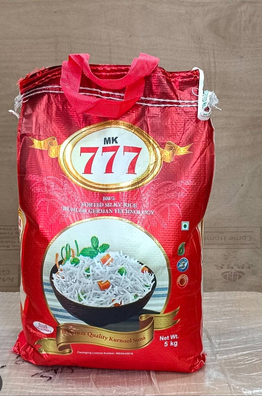 MK 777 Premium Quality Kurnool Sona Rice in Krishna Silky Texture -  - Buy Online at MATHANGI MOSHE