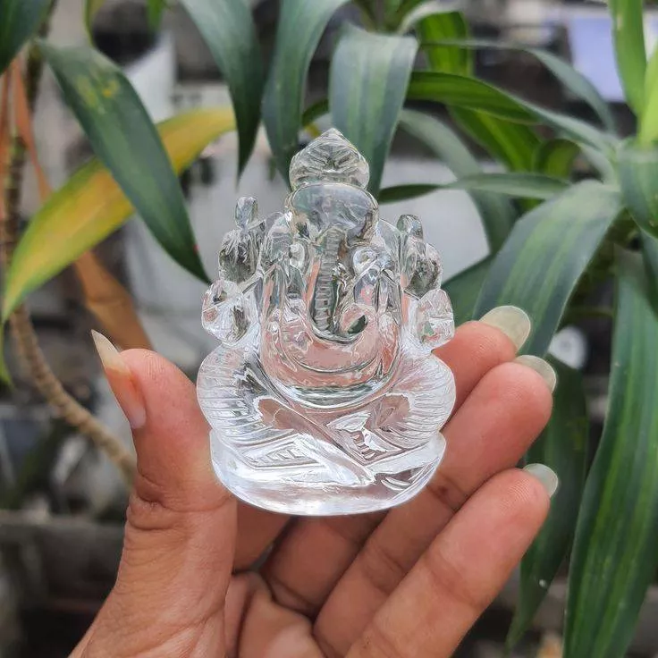 Clear Quartz Crystal Ganesh Idol -  - Buy Online at HEALING GEMS