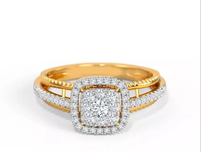 Navtej Jewellery Golden Halo Diamond Ring in Algon Kothi - Elegant Design -  - Buy Online at AKASHDEEP SINGH