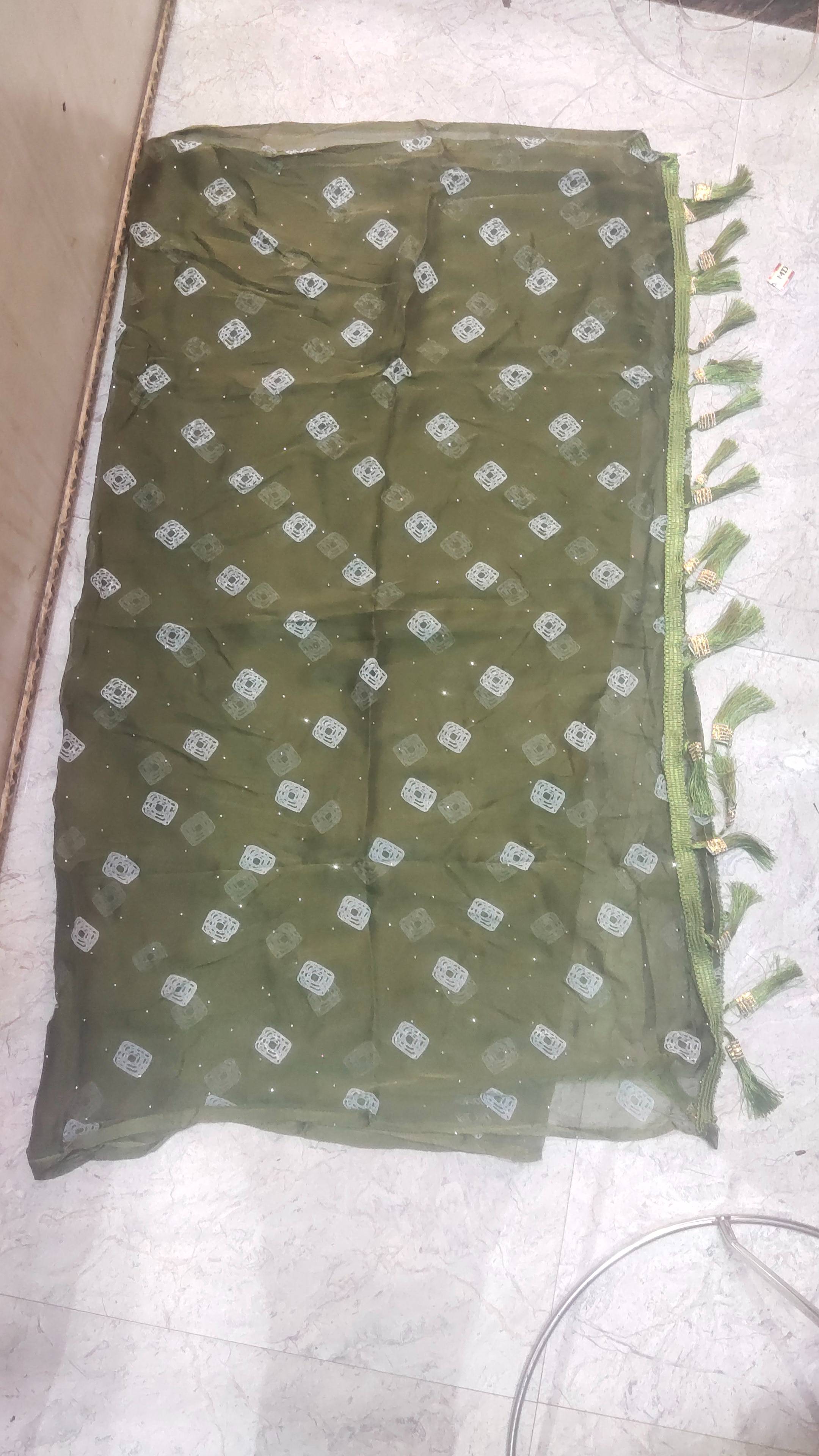  Elegant Green Bandhani Print with Siroski Dupatta PRAVEEN TEXTILES 