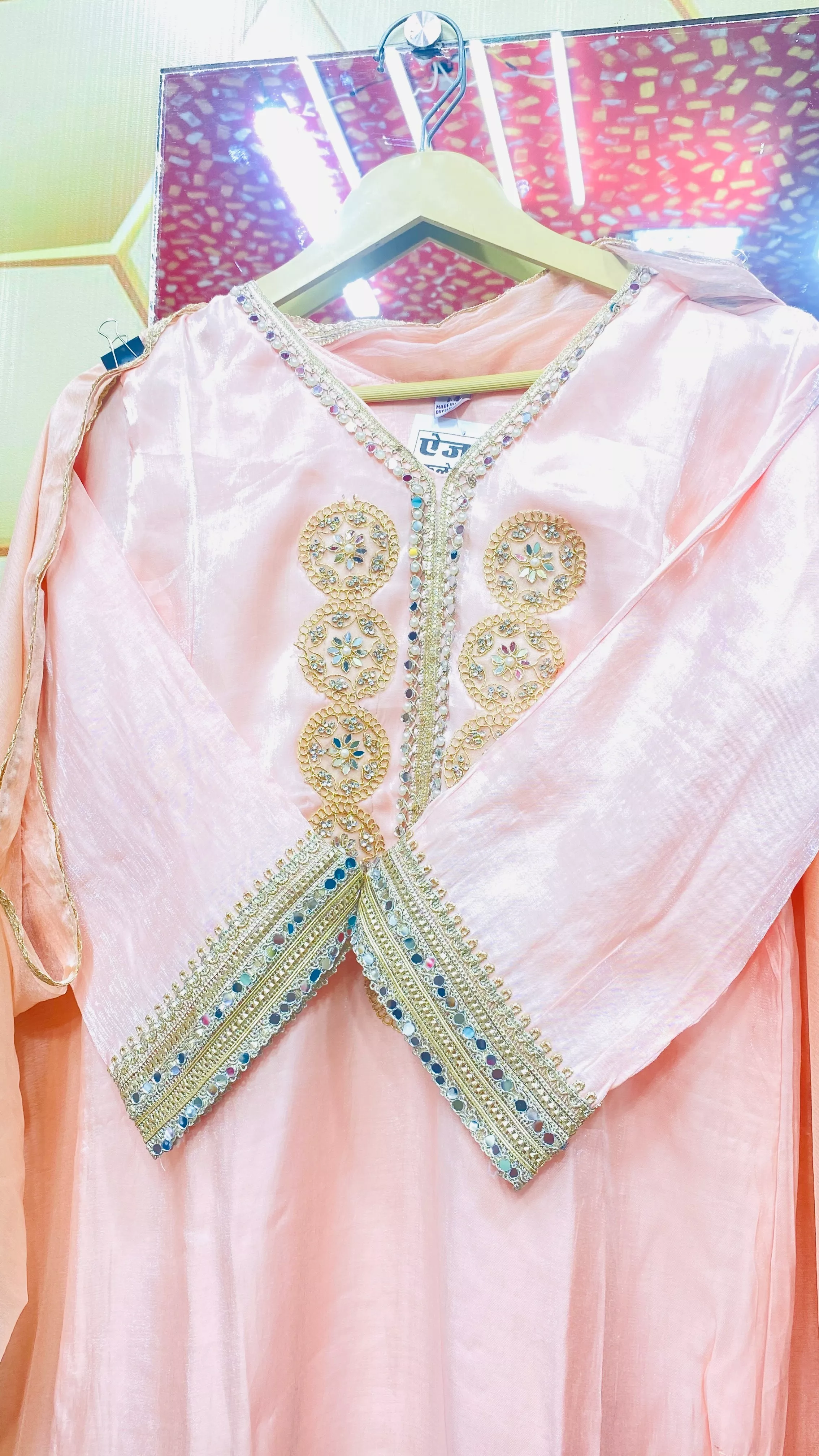 Embroidered Kurta Pent in Jhalawar Pink Anarkali Suit - Image 1