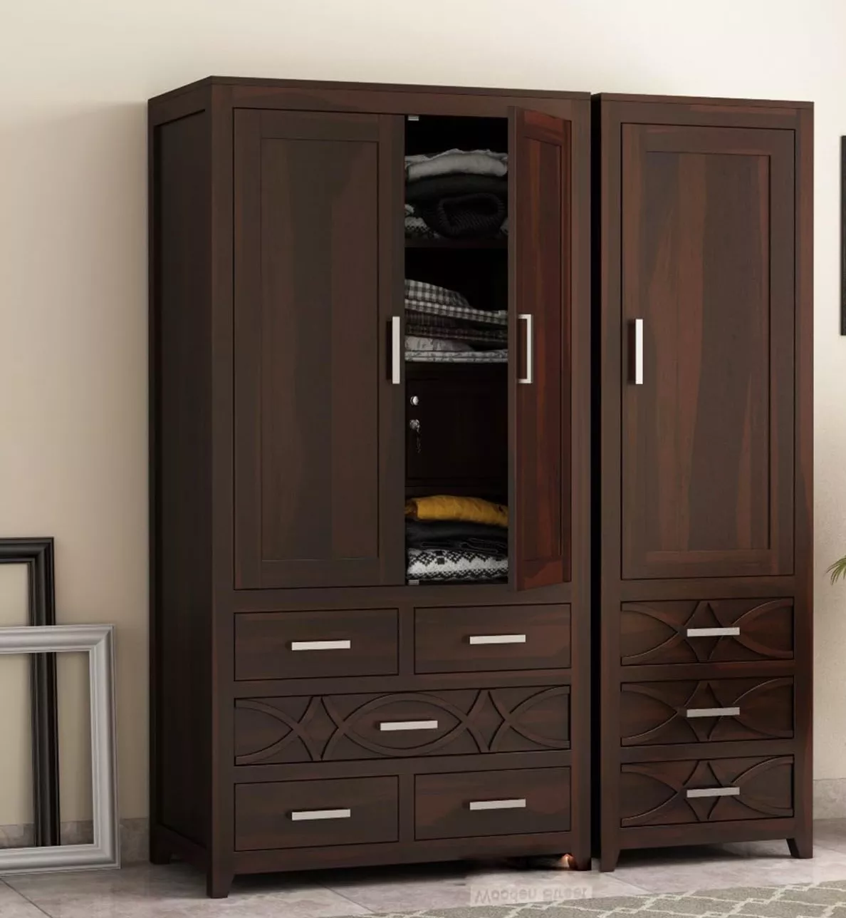 Wooden Almirah in BAZAR SHEIKHANOPP SINGH SABHAGURUDWARA MAIN MARKET with Mirror and High-Quality Polish -  - Buy Online at MS LUCKY FANCY STORE