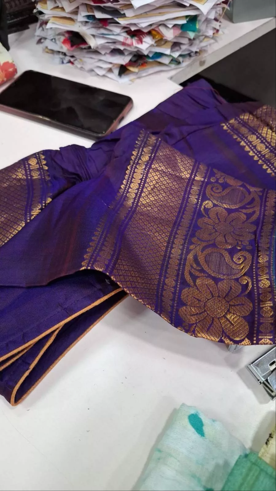 Silk Saree in Pune: Royal Purple Silk Saree with Traditional Gold Patterns -  - Buy Online at AARTI TAILORS