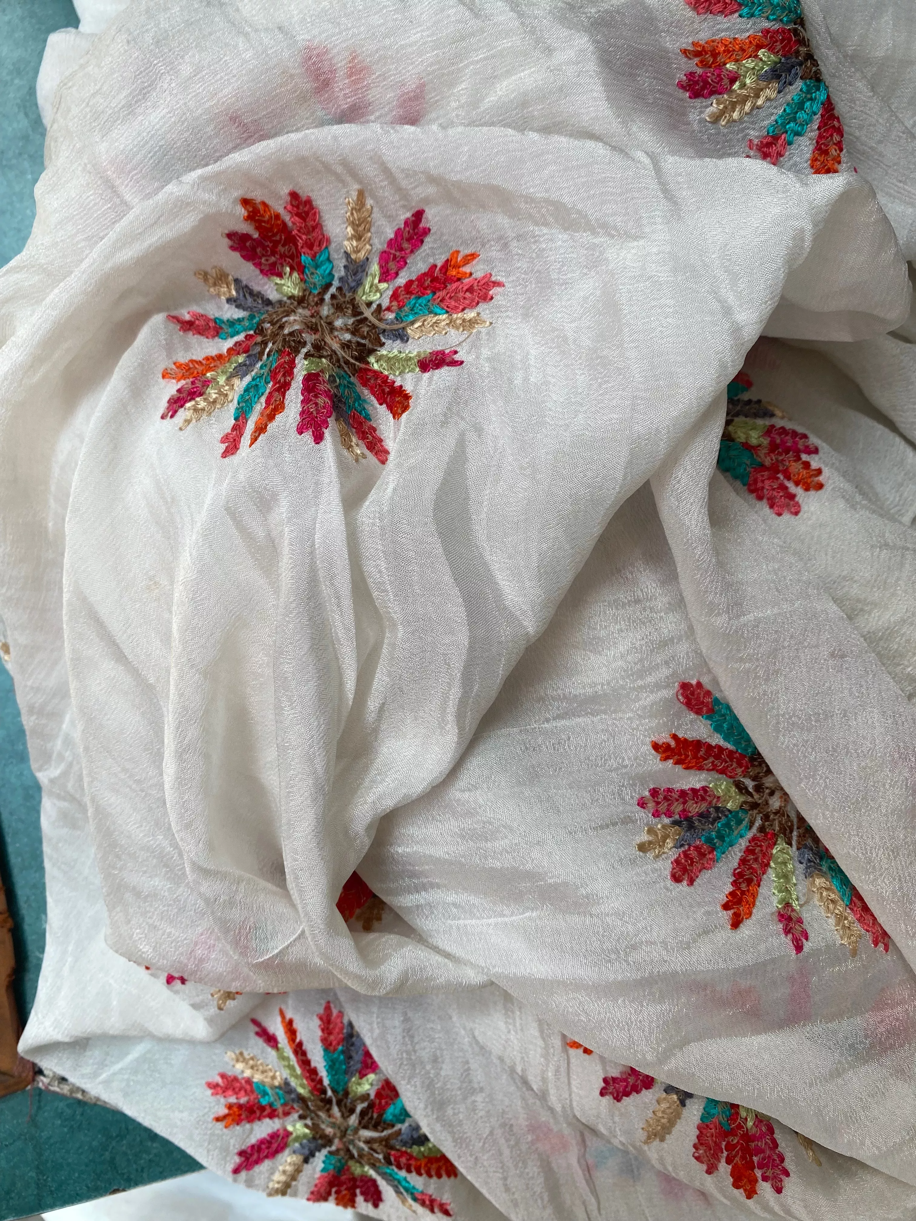 Chanderi Dupatta Embroidered Floral in [Location] - Vibrant Ethnic Wear -  - Buy Online at JAGJEET TAILORING MATERIAL HOUSE