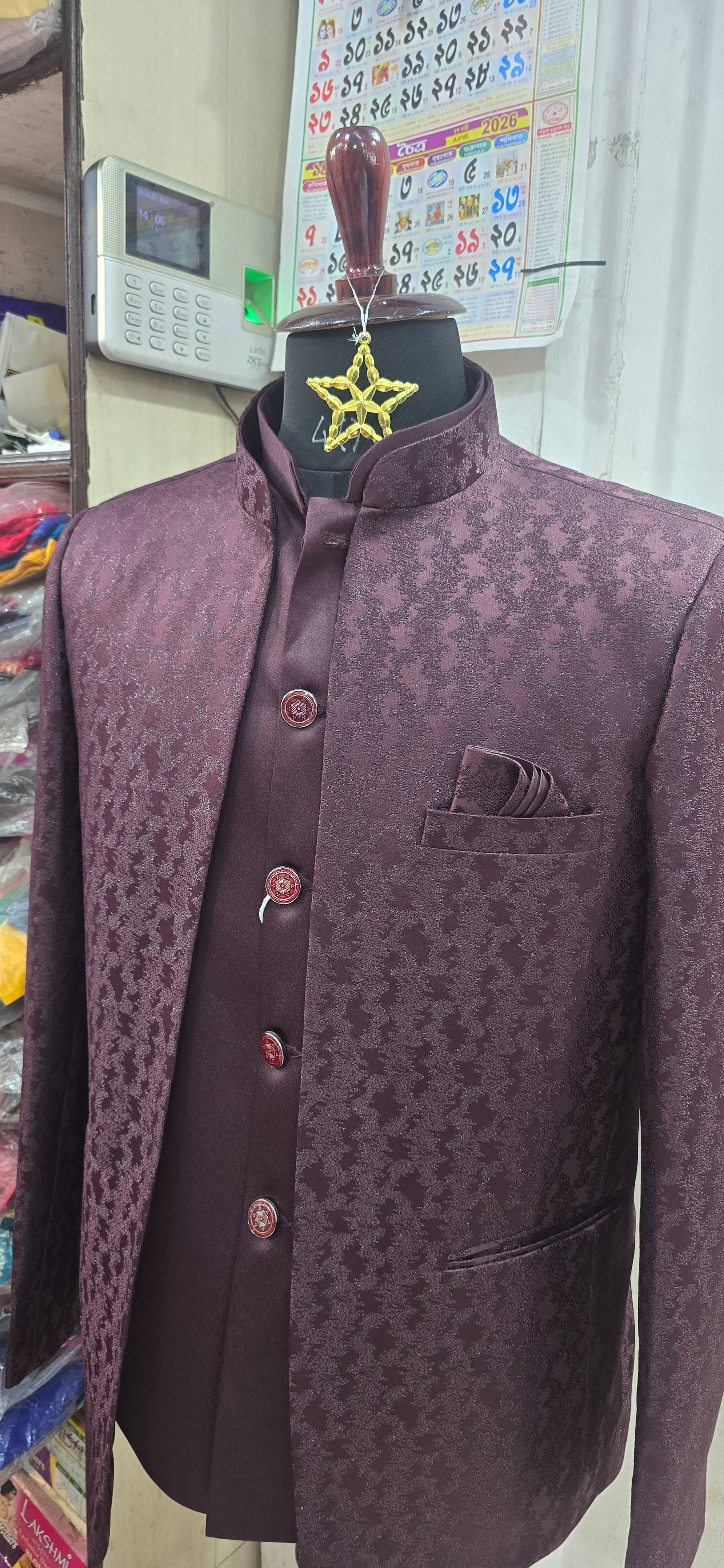 Nehru Jacket in Maroon at Station Bazar for a Dapper Look -  - Buy Online at NISHUS COLLECTION