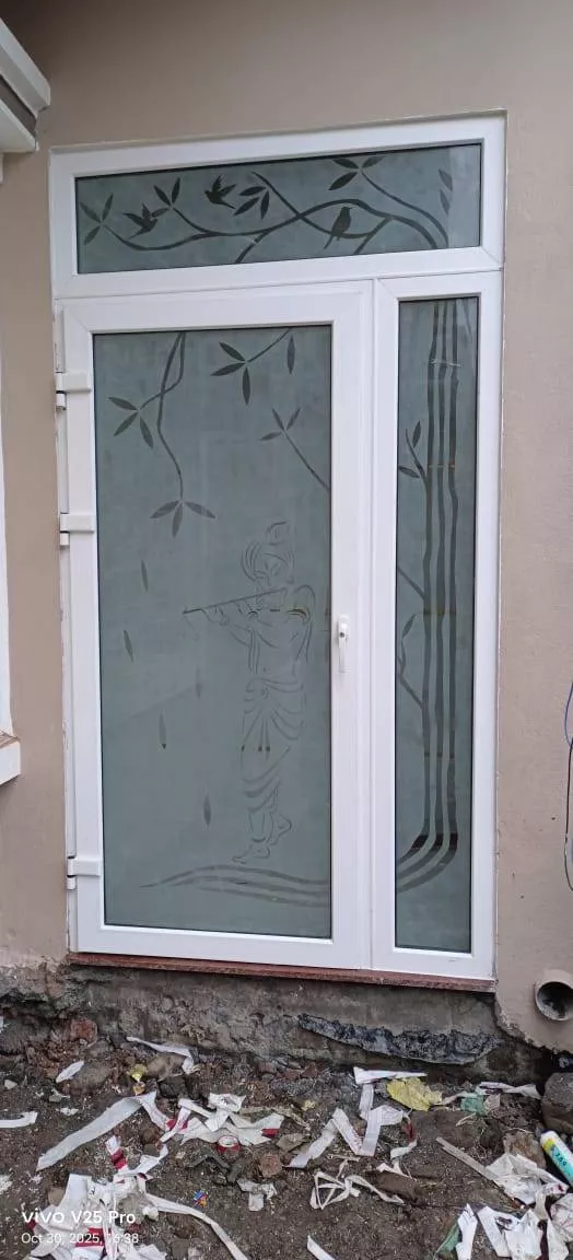 Swastik Furniture Etched Glass Door in Ujjain: Decorative UPVC Material -  - Buy Online at VASUDEV PANCHAL