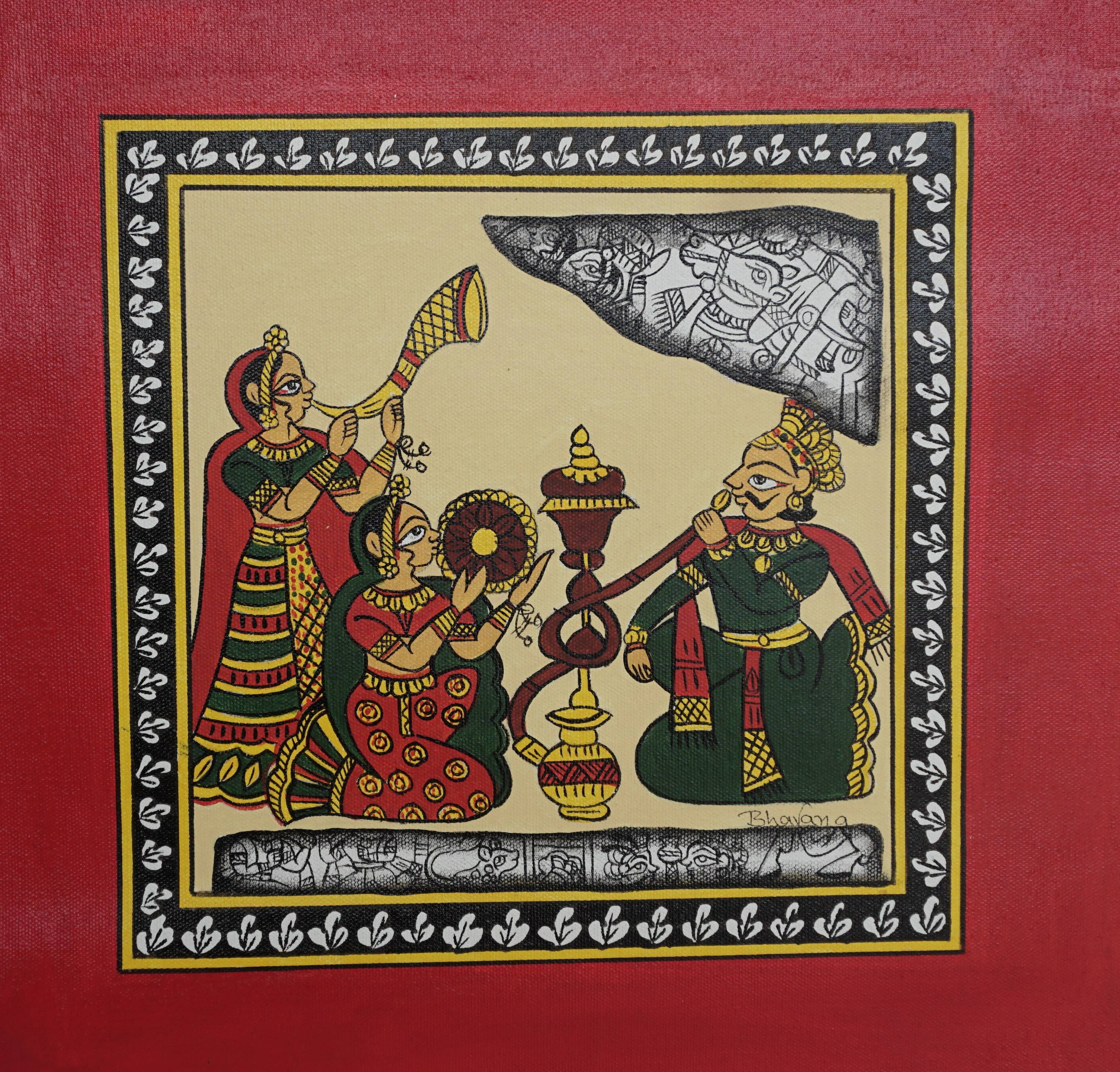 Artwork Royal Court-Phad in Jaipur Unframed Stunning Piece -  - Buy Online at CHITRABHOOMI