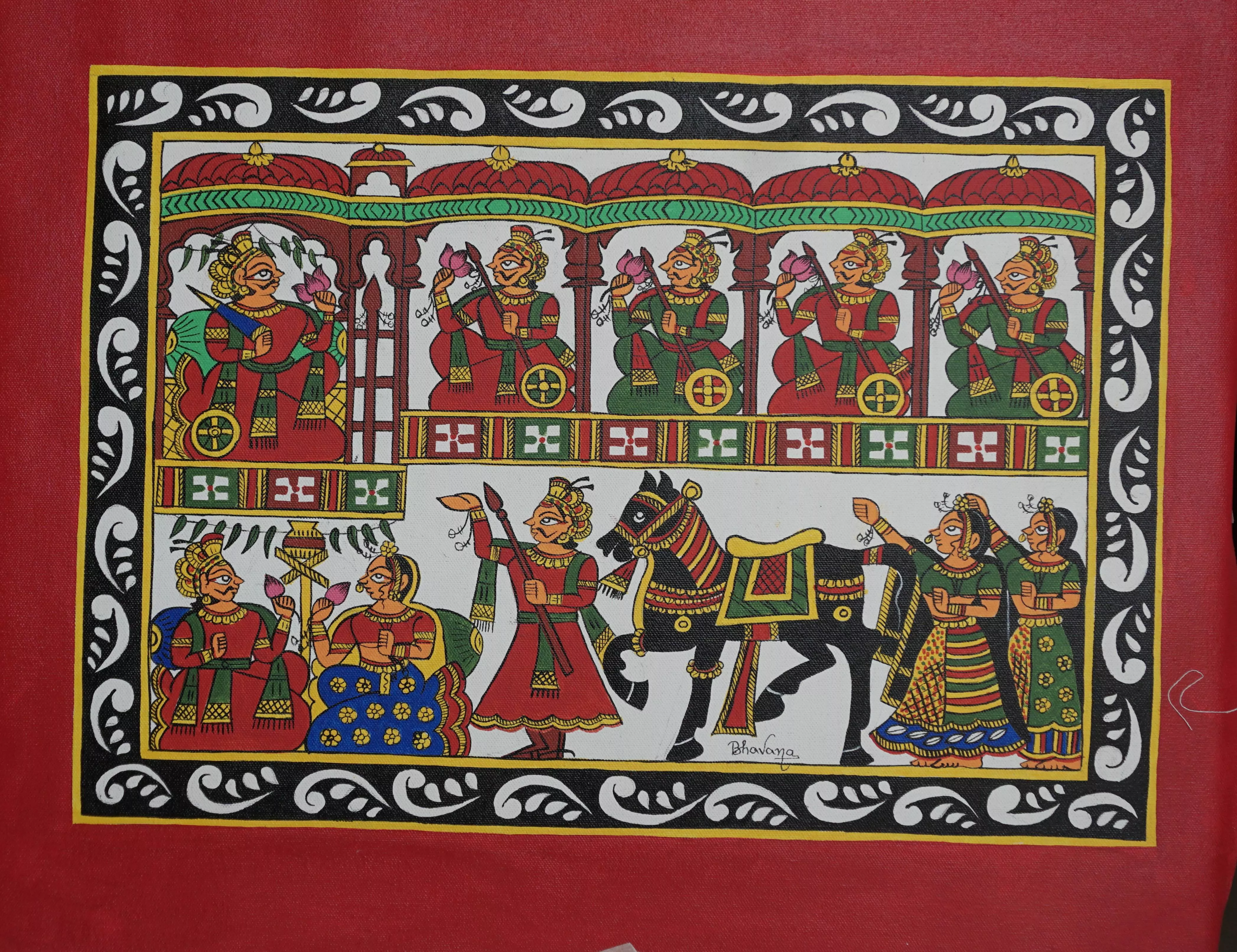 Art/Wall Art in Jaipur: Royal Procession-Phad Style -  - Buy Online at CHITRABHOOMI