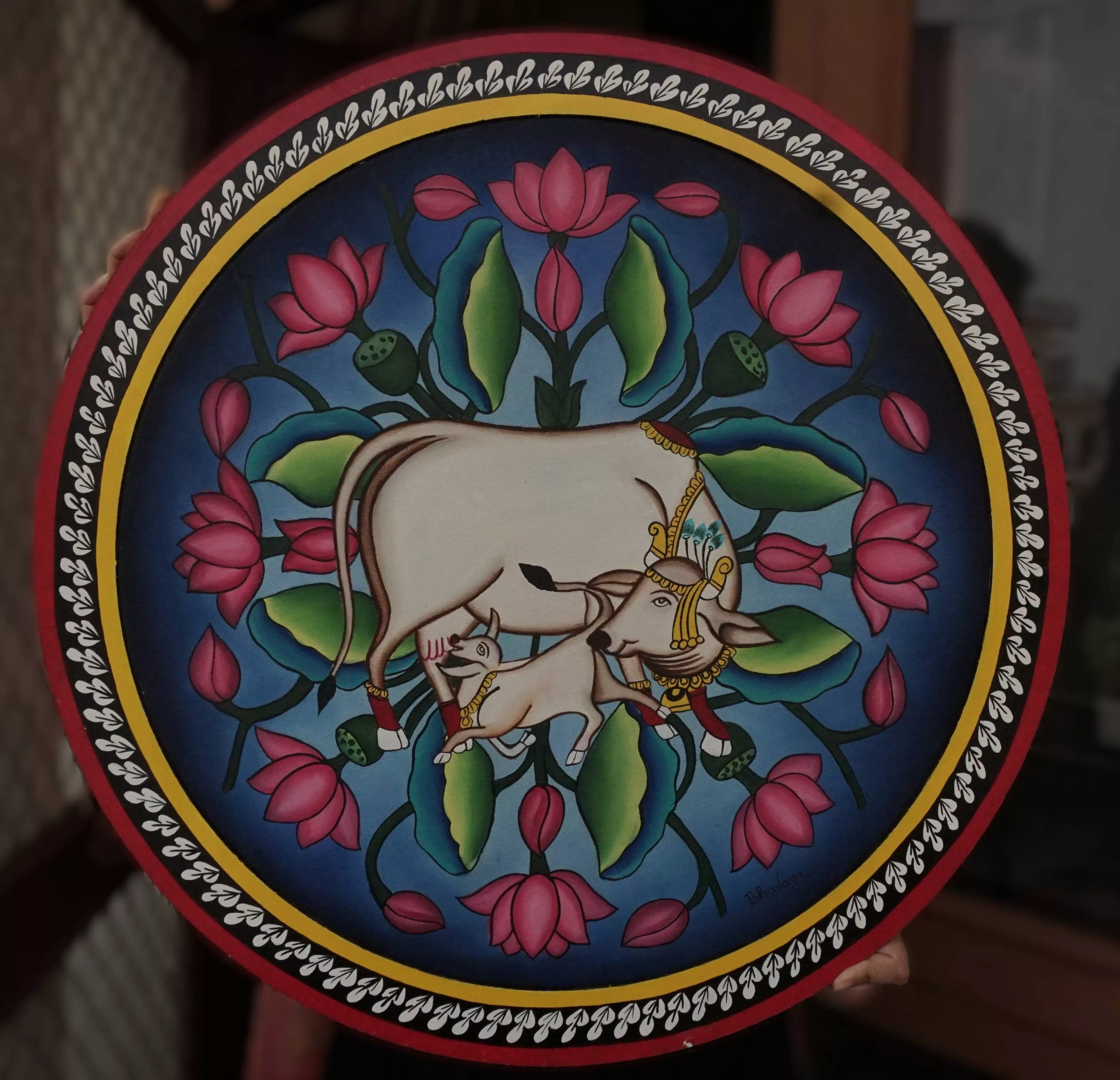 Kamdhenu Cow - Phad Style in Jaipur - Luck and Prosperity -  - Buy Online at CHITRABHOOMI