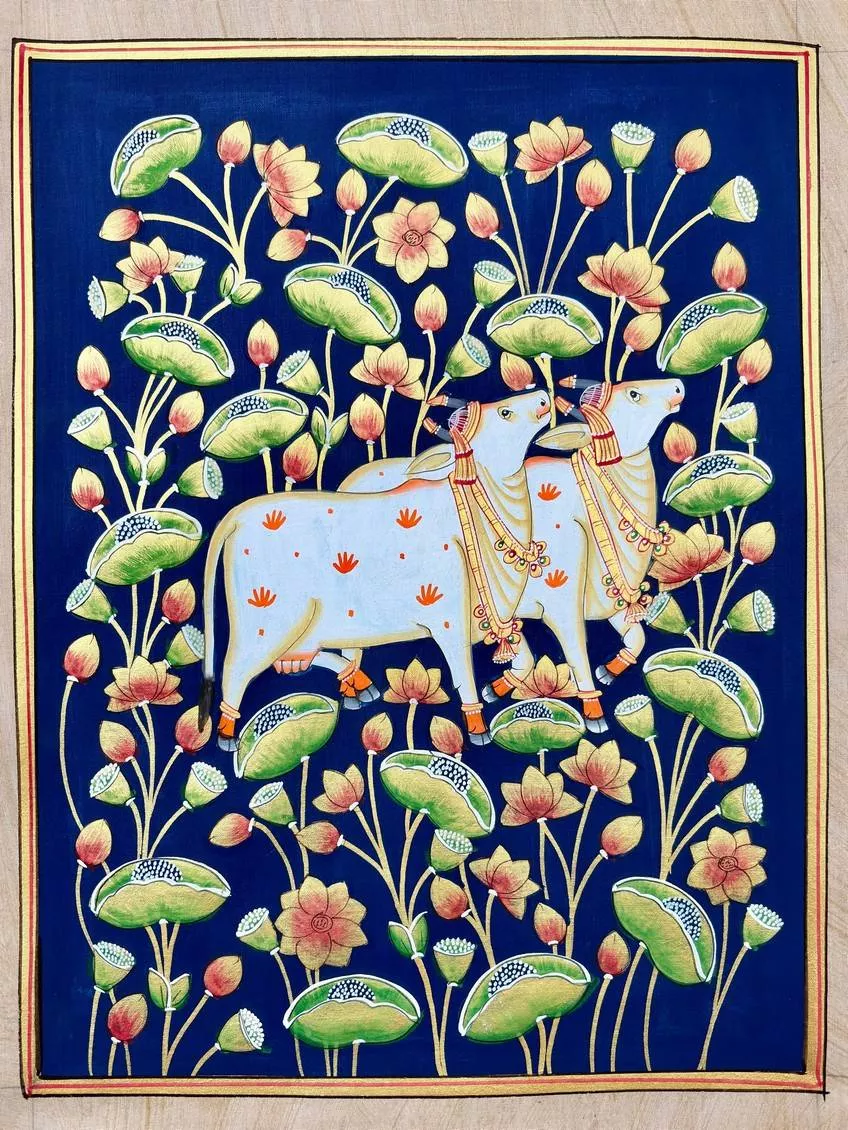  Artisan Cows in Kamal Talai-Pichwai Artwork in Jaipur - Handcrafted Traditional Elegance CHITRABHOOMI First Floor F 124   Jan Path Shyam  Nagar Jaipur LANDMARK Opp Geetanjali Saloon