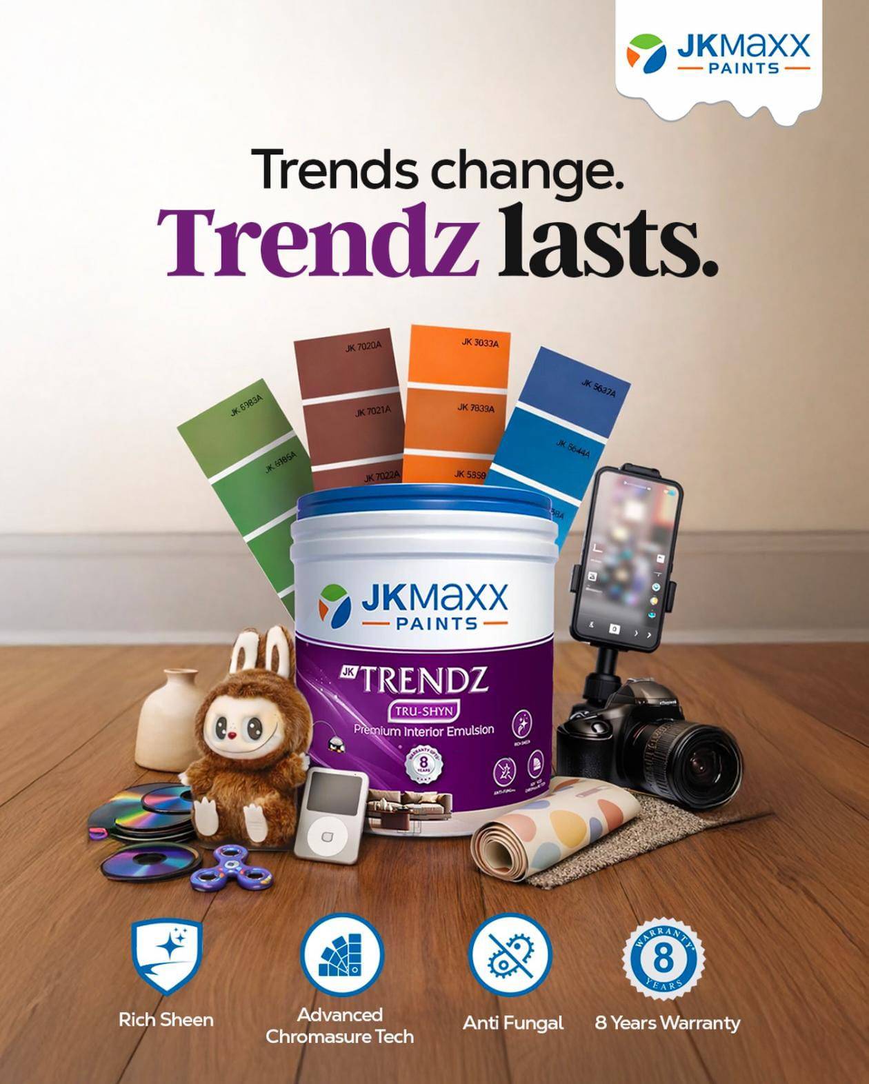 JK Maxx Trendz True Shyn 4L in Kalyanpur - Premium Interior Emulsion with Rich Sheen - Image 1