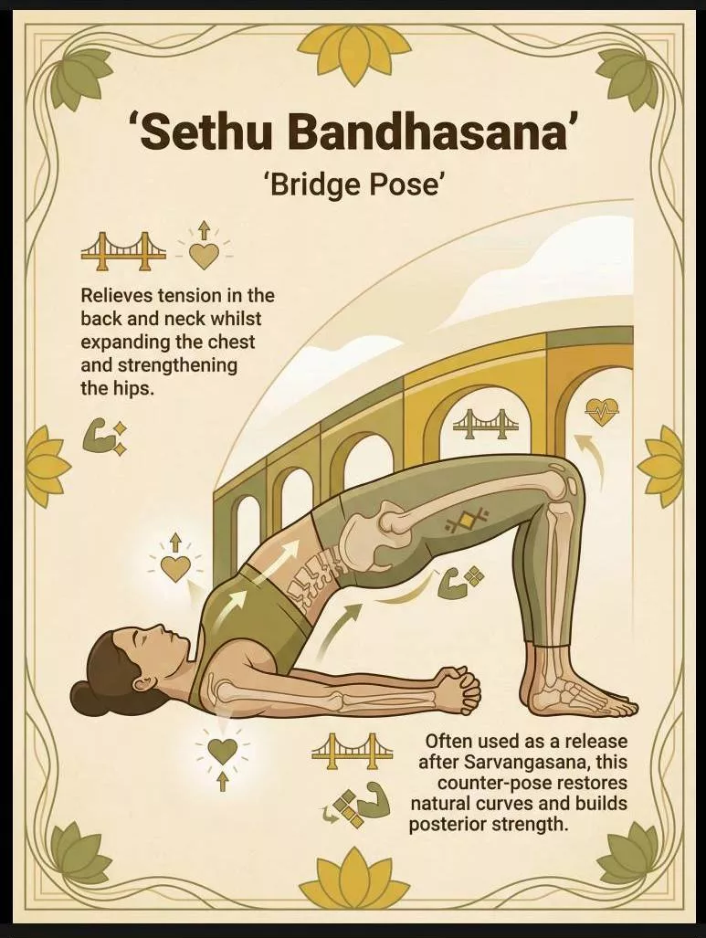  Yoga Pose Poster in Civil Line for Backpain Relief with Sethu Bandhasana SIVANANDA YOG ASHRAM TRUST CIVIL LINENEAR ICICIBANK OPP MAHALLA THANA