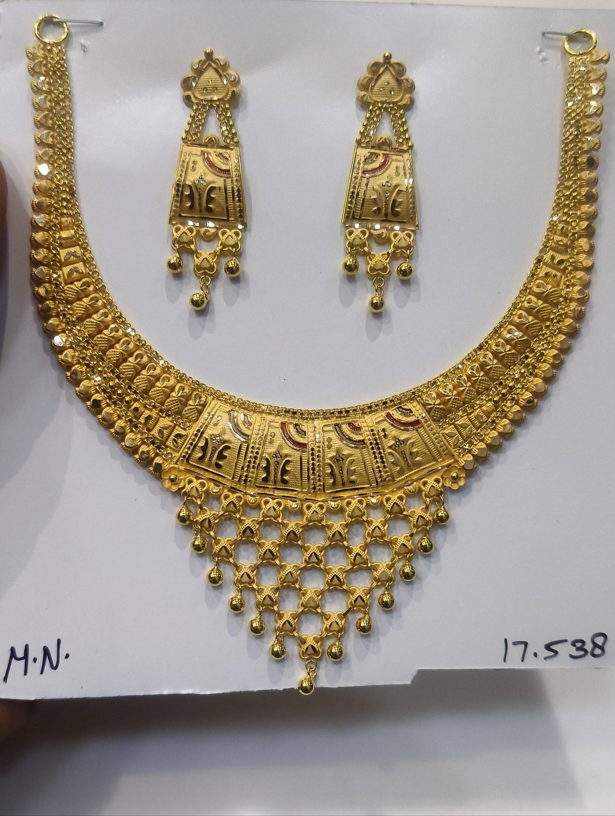 H A Jewellers Jabahar Bajar Traditional Gold Plated Necklace Set in Sadabad - Elegant Design