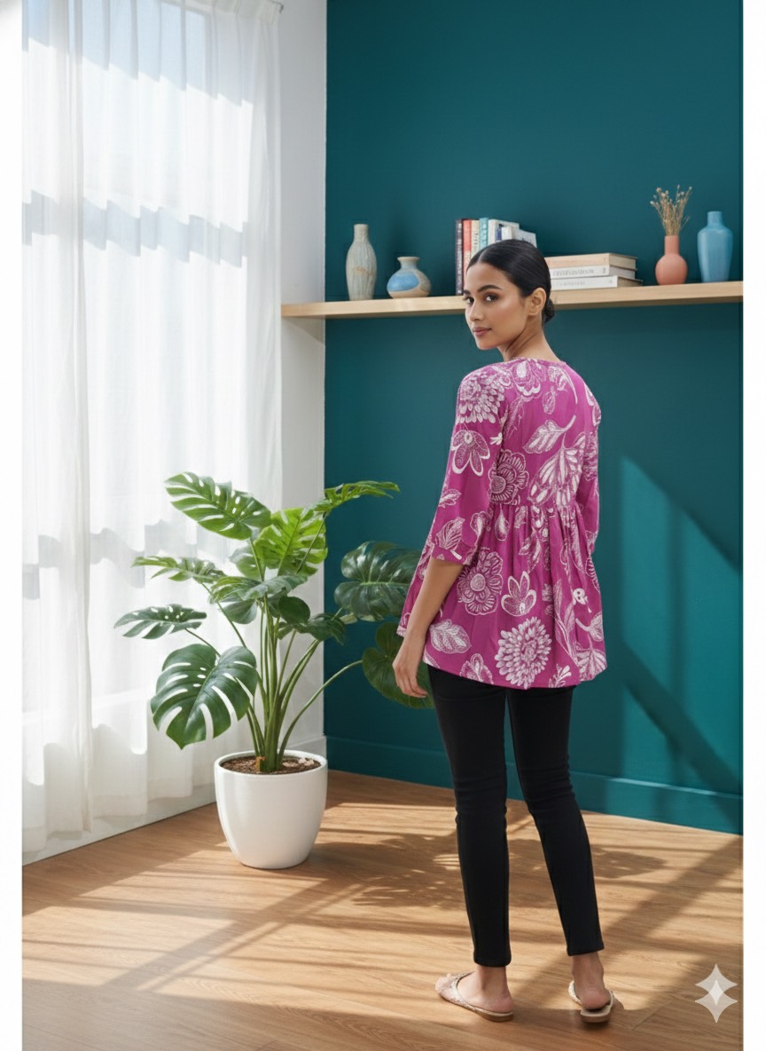 Pappu Top with Floral Print in Jaipur: Stylish and Comfortable Tunic - Image 1
