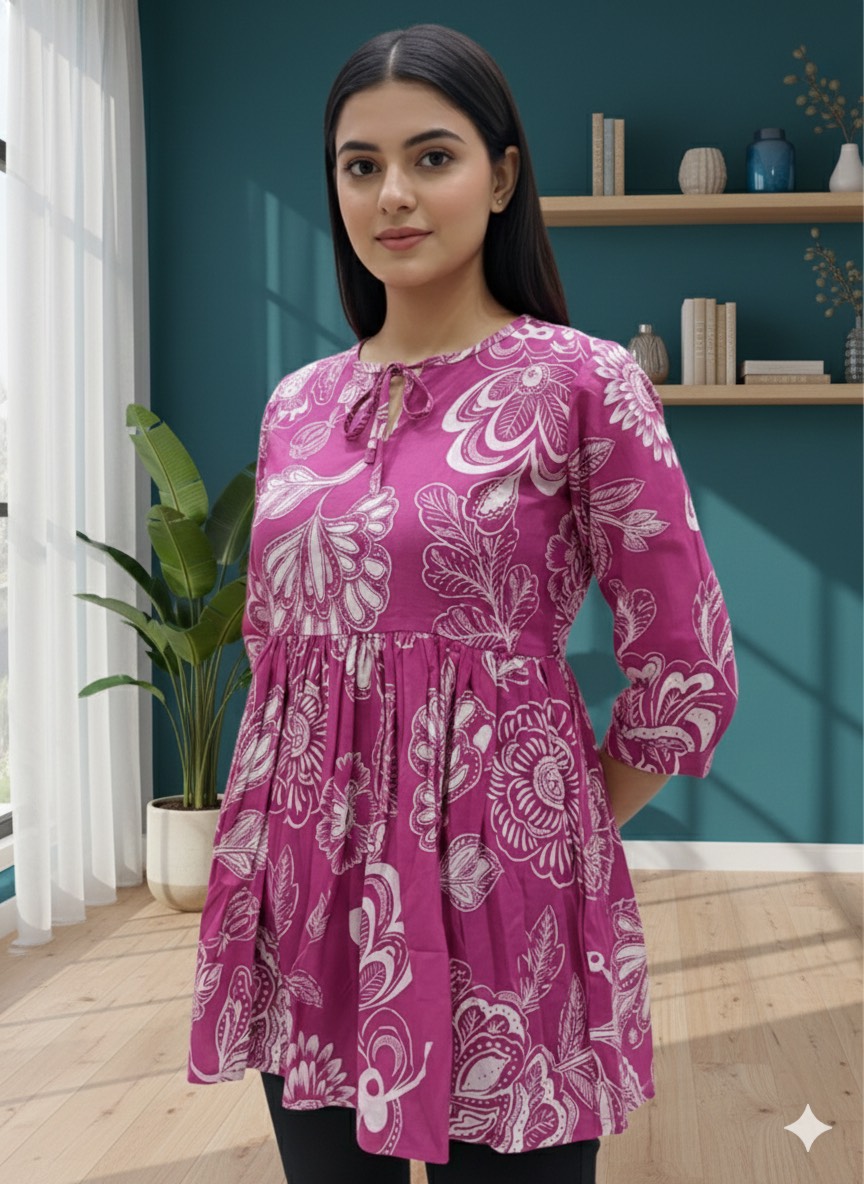 Pappu Top with Floral Print in Jaipur: Stylish and Comfortable Tunic - Image 2