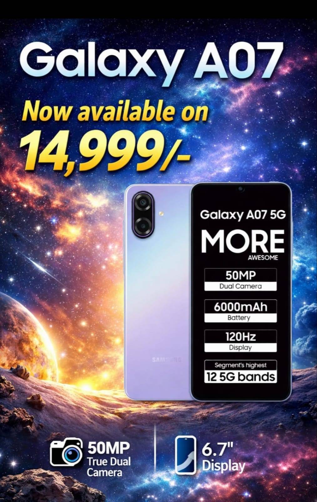 Smartphone Galaxy A07 in Vill Dargah Bela - 50MP Dual Camera -  - Buy Online at MANISH AJEET ELECTRONICS