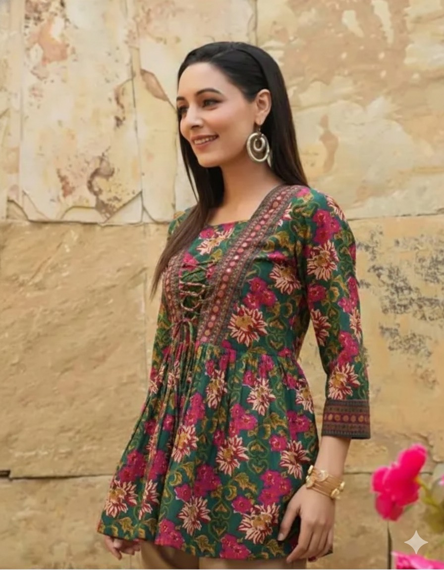 Floral Printed Peplum Kurti in Jaipur: Stylish and Elegant Design - Image 1