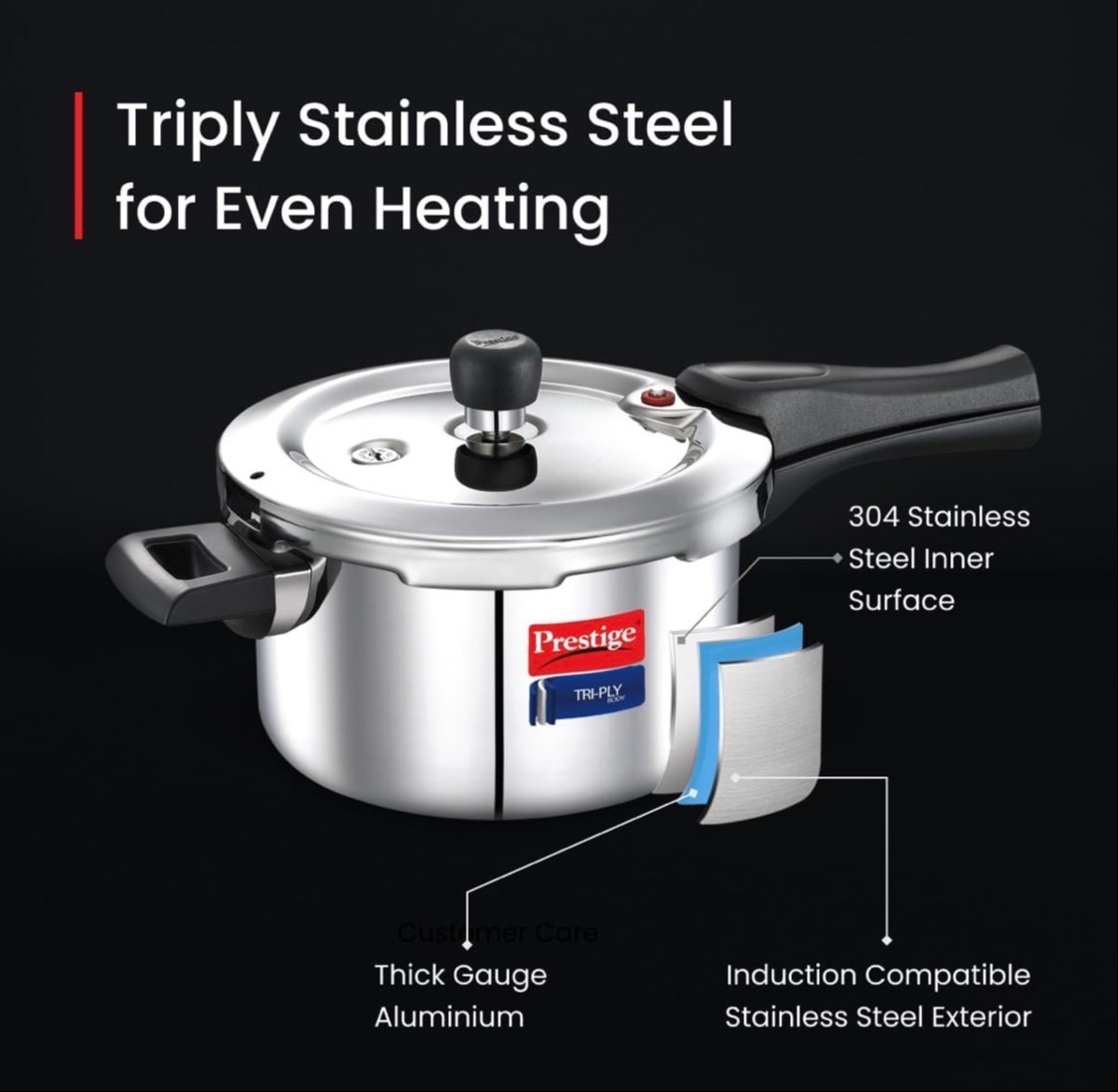 Prestige Tri-Ply Pressure Cooker in Hampankatta Svachh Lid - Image 1