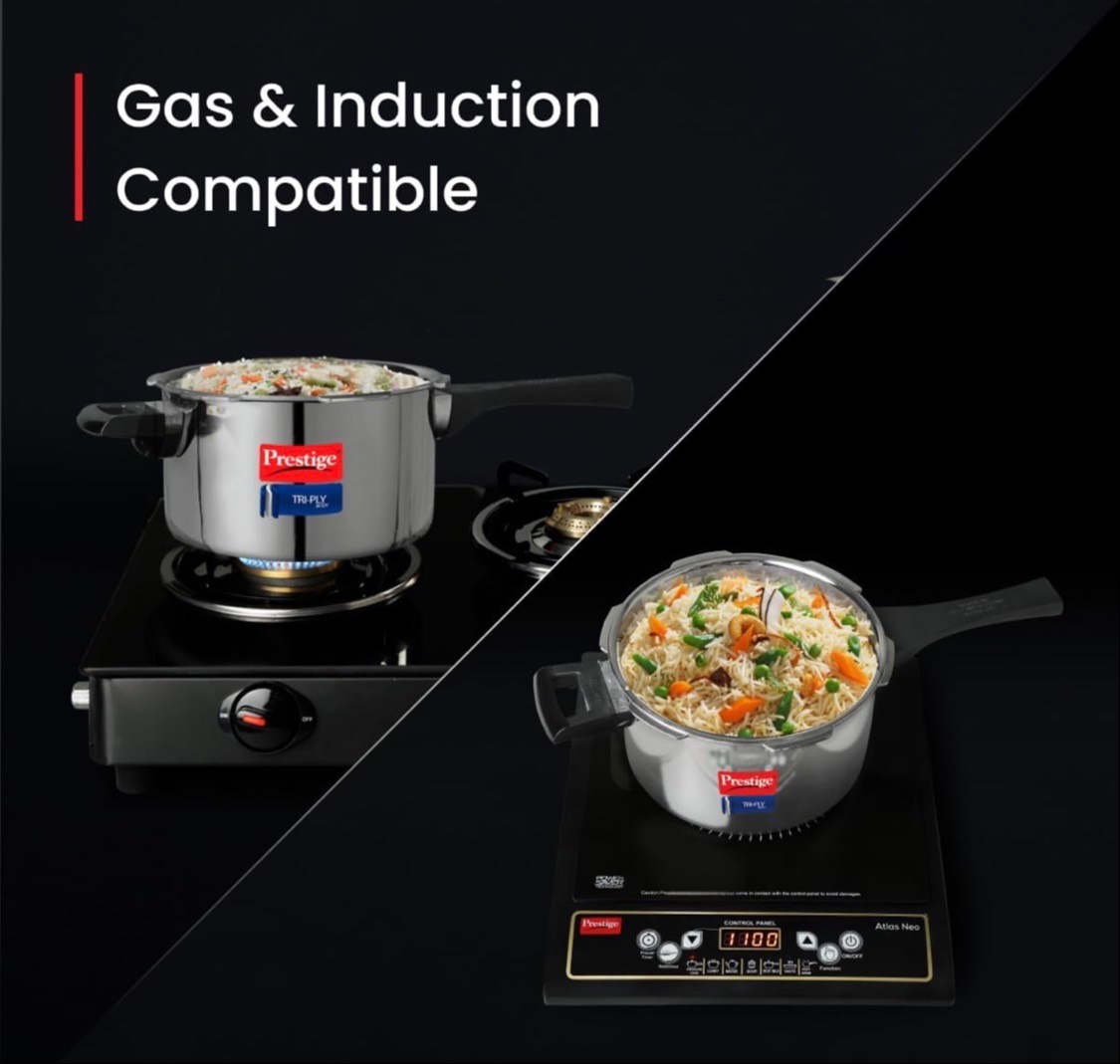 Prestige Tri-Ply Pressure Cooker in Hampankatta Svachh Lid - Image 3