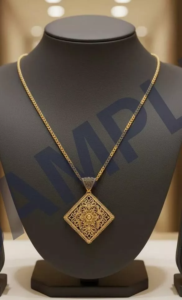 Jewelry/Gold Filigree Pendant Necklace in Manimajra: Elegant Design -  - Buy Online at SHREE JAI MALHAR SILVER HOUSE