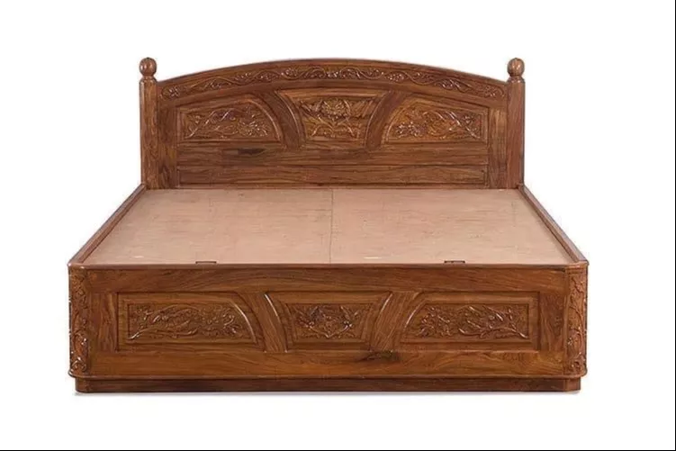 Ornate Wooden King Size Bed in Benipur - Premium Finish -  - Buy Online at SAWAN FURNITURE