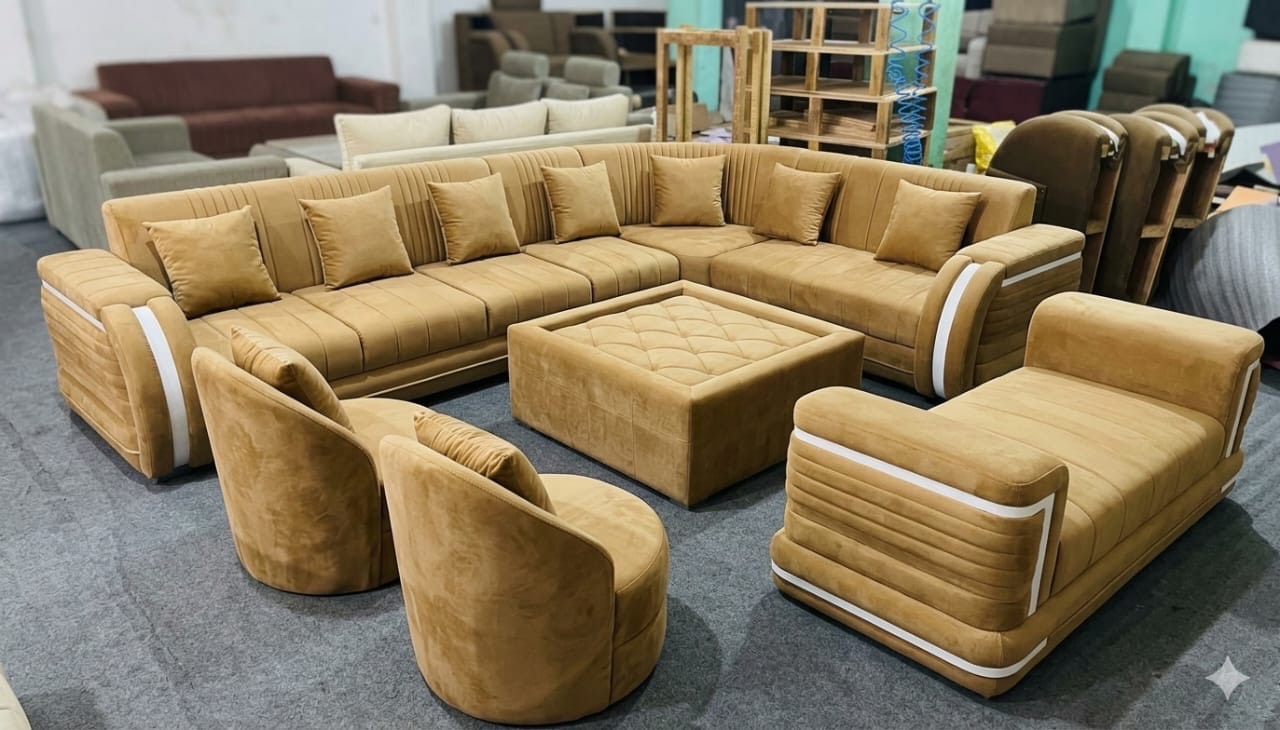 Luxurious L-Shaped Sofa Set in Benipur: Elegant Comfort -  - Buy Online at SAWAN FURNITURE