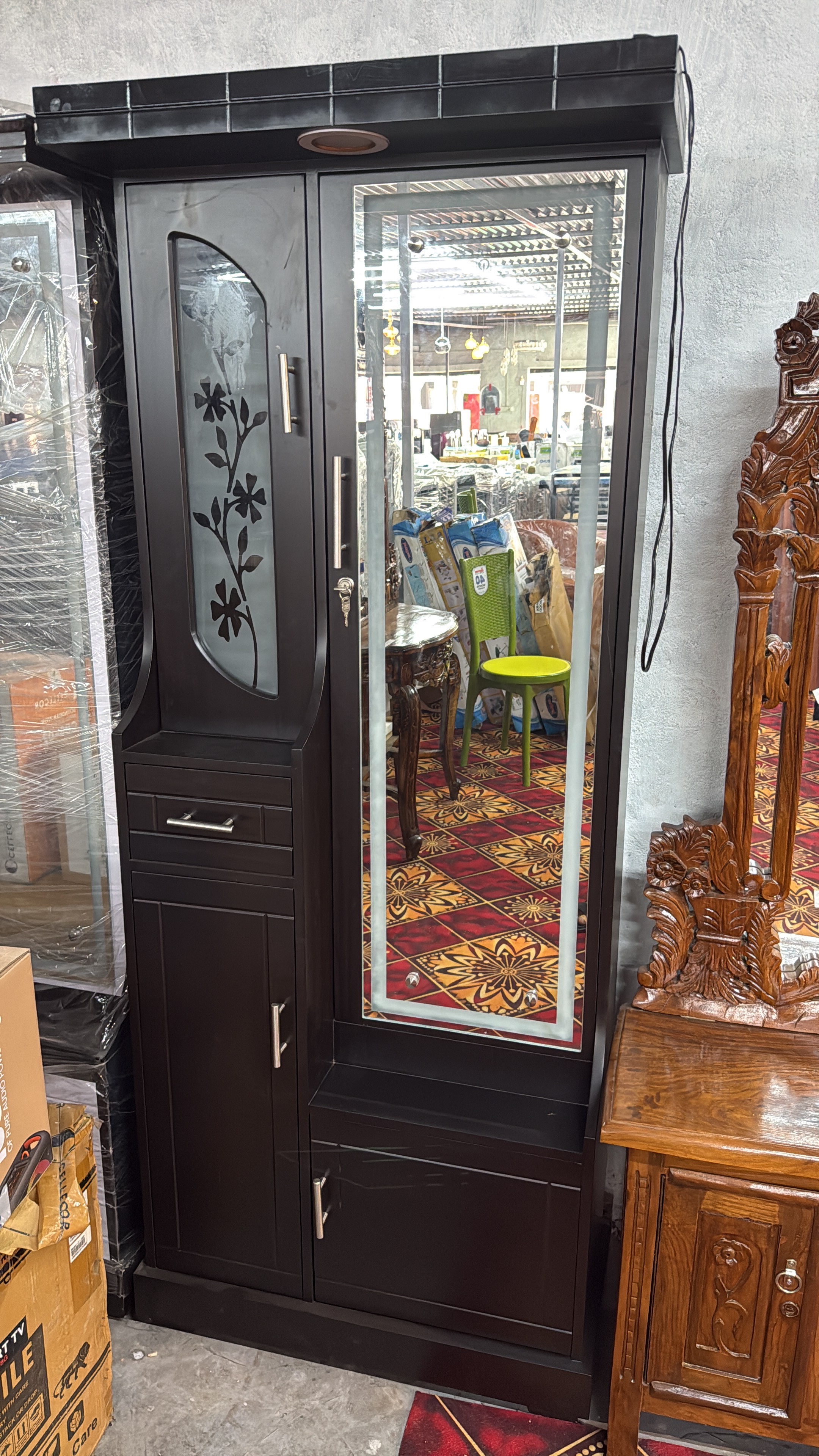 Wooden Wardrobe with Mirror in Benipur - Ample Storage Space and Full-Length Mirror -  - Buy Online at SAWAN FURNITURE