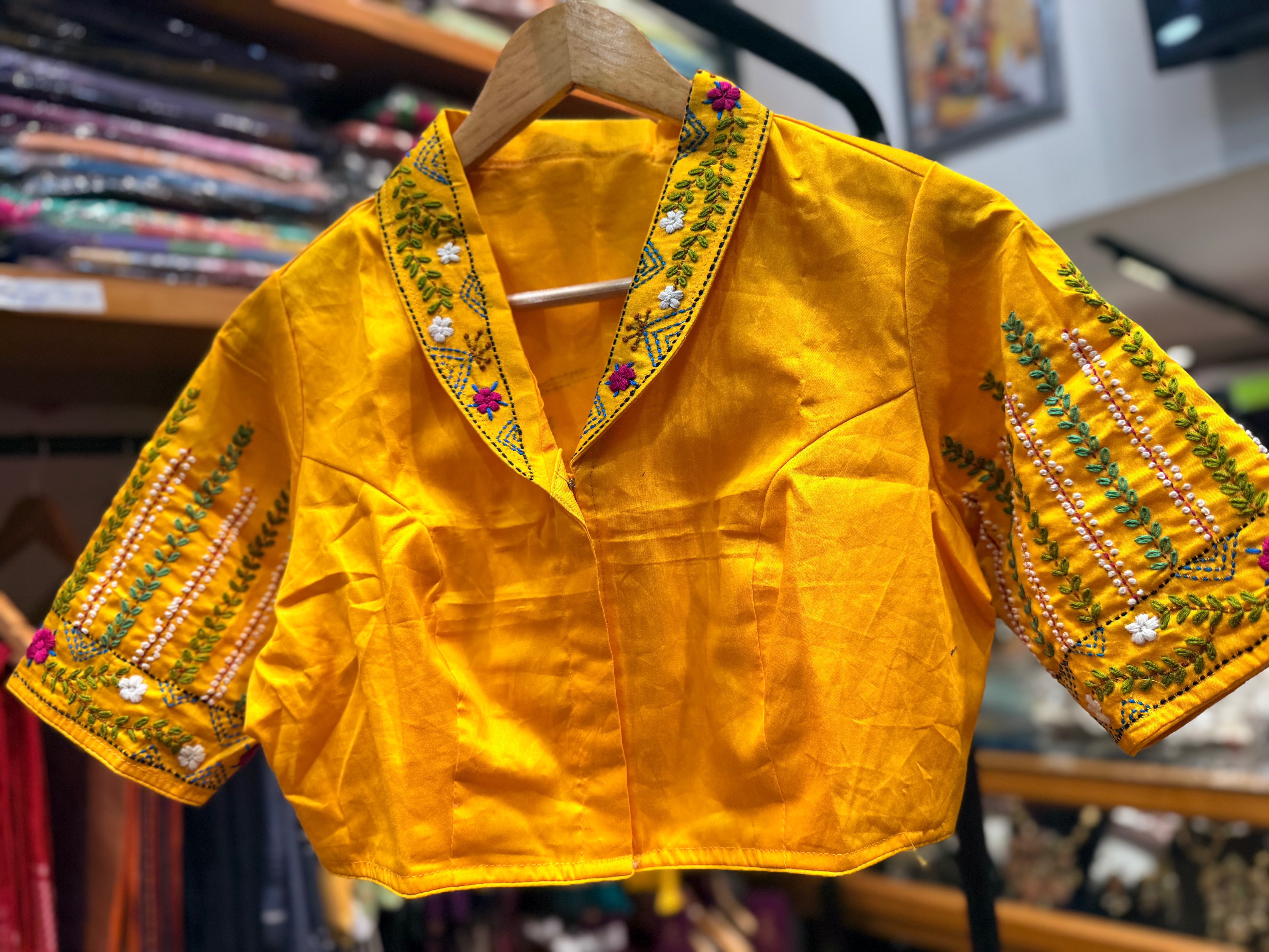 Embroidered Cotton Blouse in New Delhi - Vibrant Ethnic Wear -  - Buy Online at ERA OF SIYA