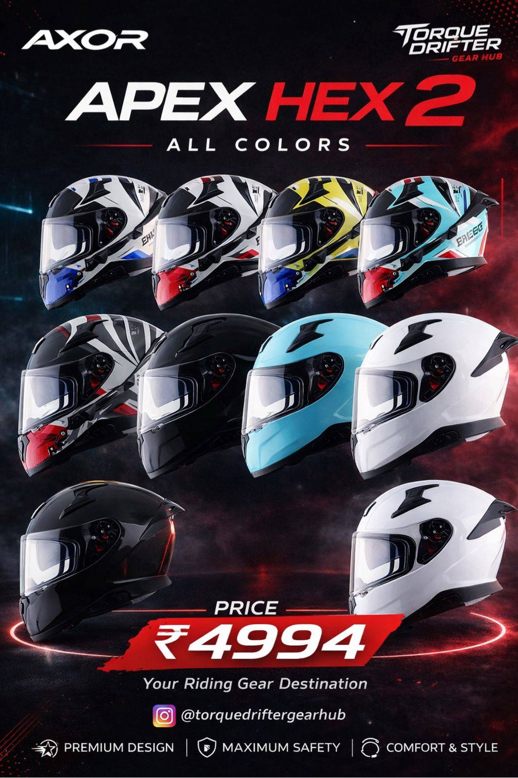 Axor Apex Series Helmet in Kolkata: Maximum Safety and Premium Comfort -  - Buy Online at TORQUE DRIFTER GEAR HUB