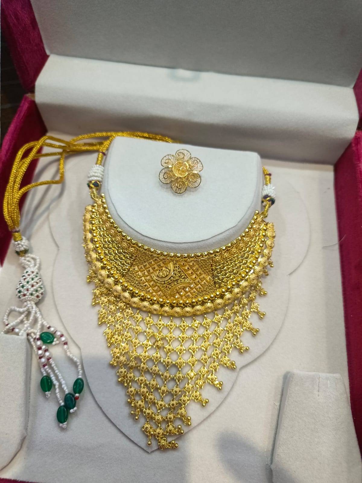 Elegant Gold Plated Necklace by Krishna Jewellers - krishna jewellers elegant gold plated necklace in sadulpur - detailed craftsmanship - Buy Online at J K JEWELLERS