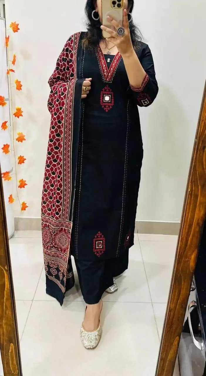  Ethnic Black Embroidered Kurta Set in Kharghar: Elegant & Stylish THE FABRIC STORY A 501 DREAM HEIGHTS SECTOR 19 KHARGHAR LANDMARK NEAR KESAR SYMPHONY