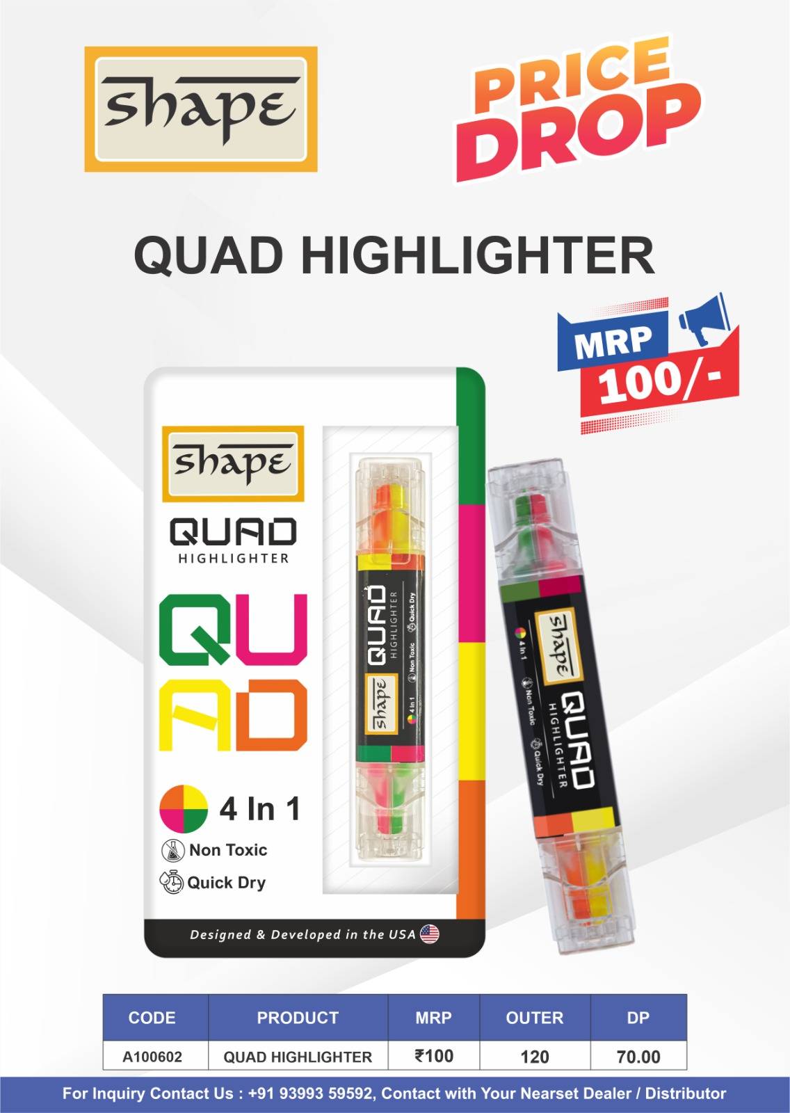 PRAMOD STATIONERS - Stationery/Highlighter in Chittorgarh - 4-in-1 Non-Toxic Quick-Dry Highlighter in BEGUN