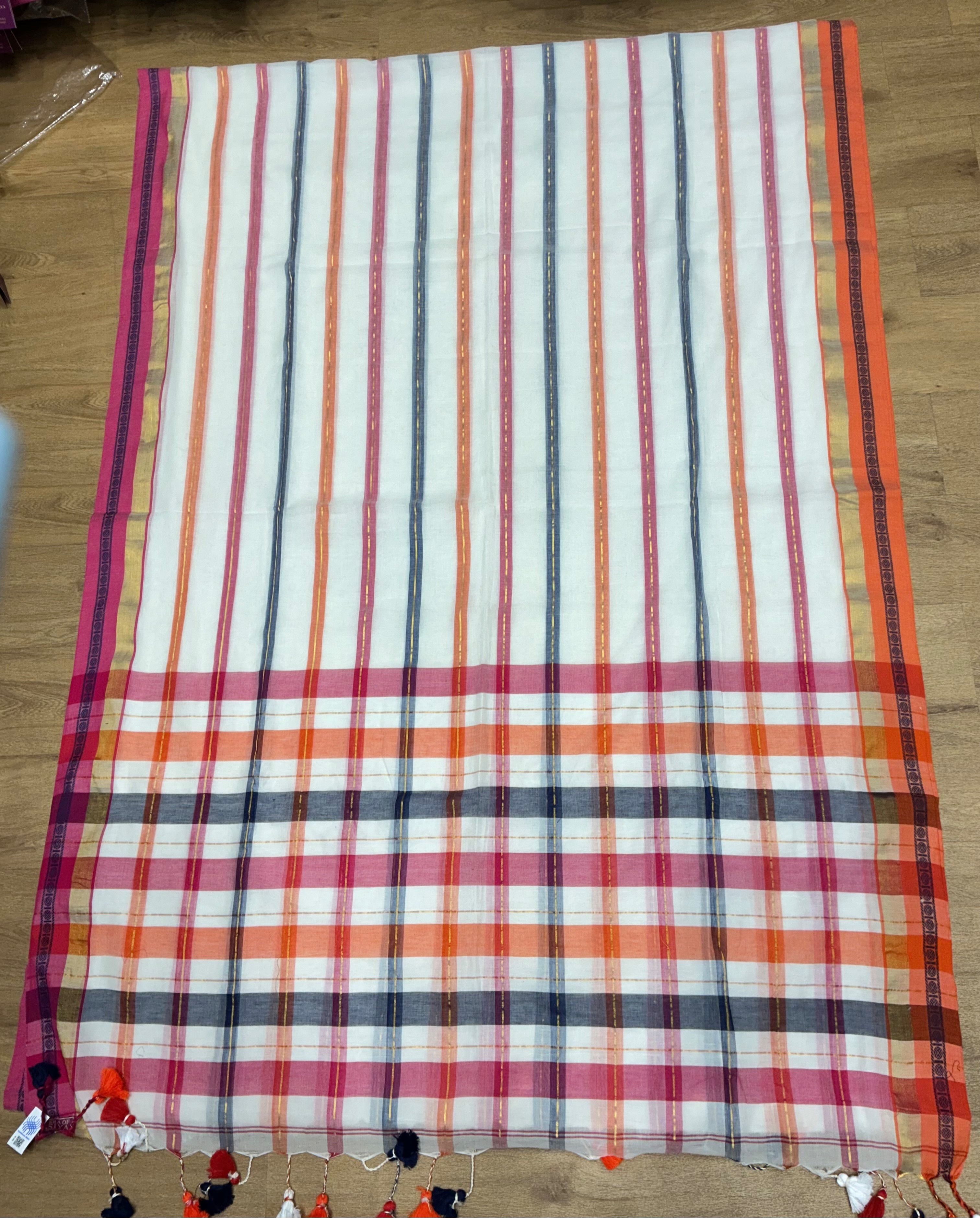  Cotton Dupatta in New Delhi: Multicolored Striped with Tassels ERA OF SIYA SHOP NO G 1 KRISHNA PLAZA II PLOT NO 3 SECTOR 12 DWARKA NEW DELHI SOUTH WEST DELHI DELHI LANDMARK SANDOZ