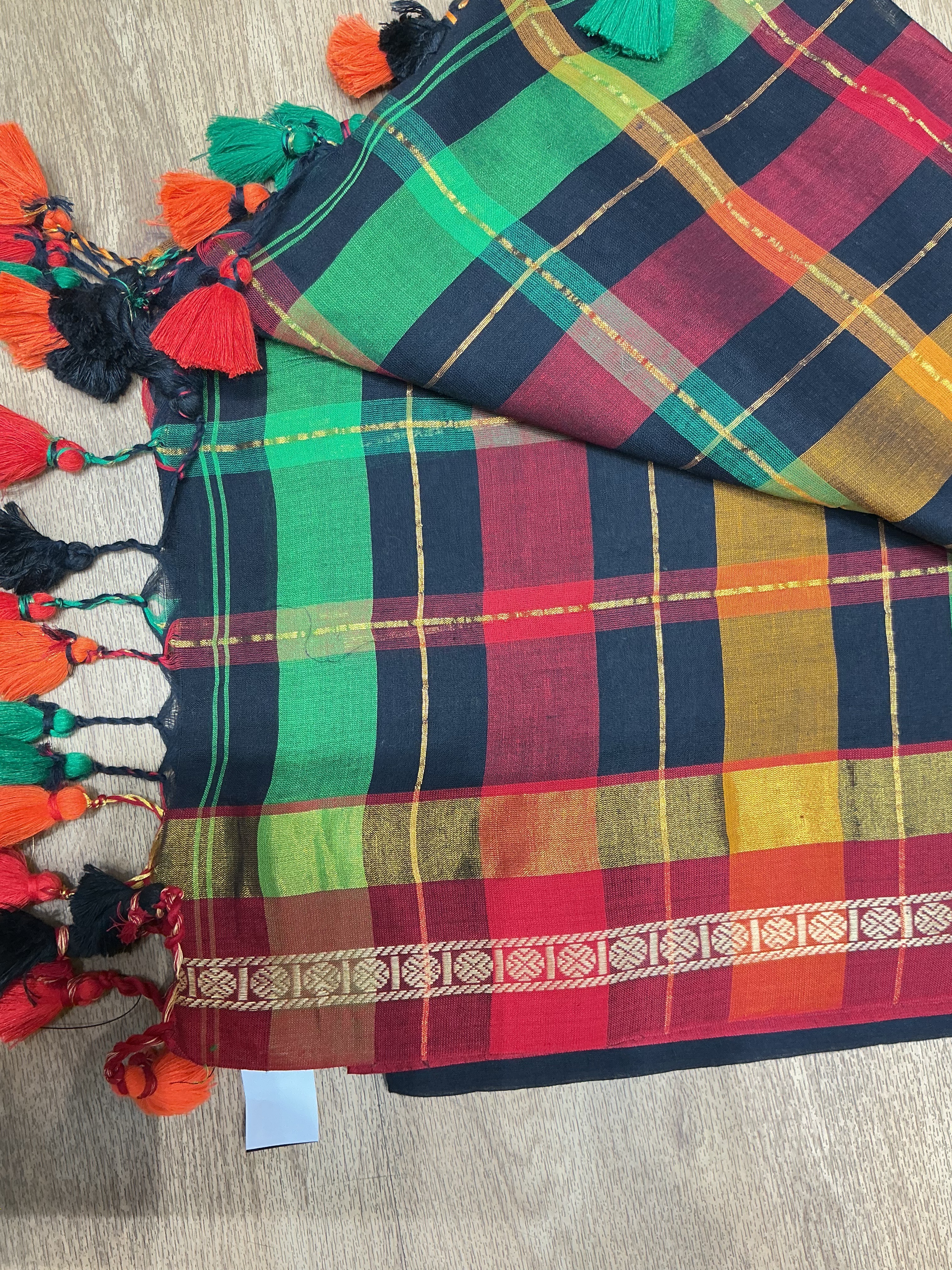 Multicolor Handwoven Cotton Saree - Image 1