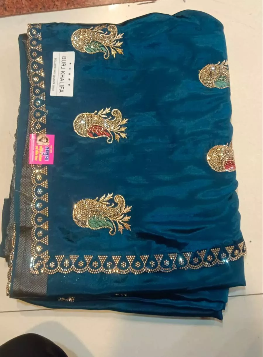Anusha Matchings Blue Embroidered Saree in Mawana - Elegant and Stylish -  - Buy Online at ANUSHA MATCHINGS