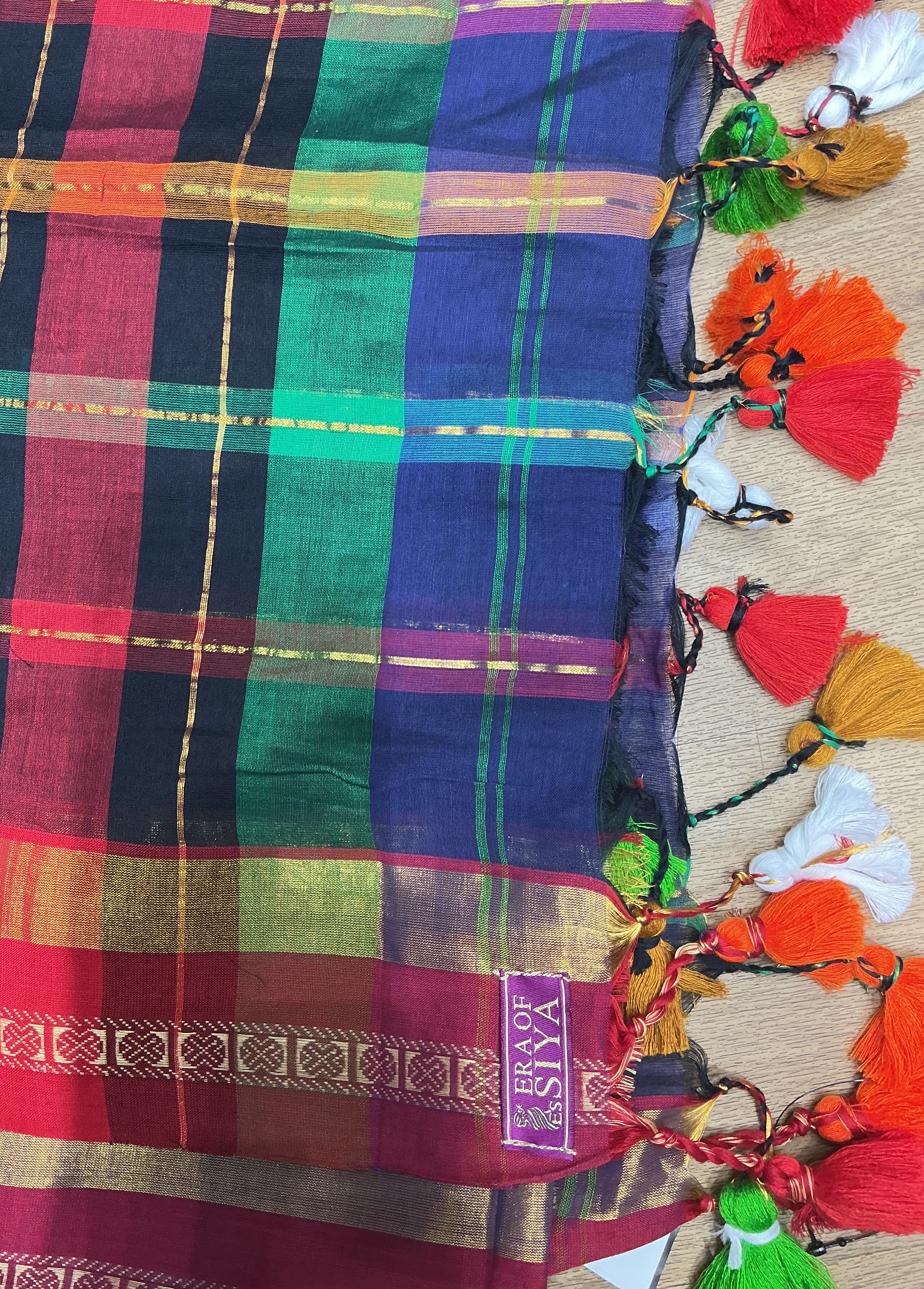 Cotton Saree Multicolor Striped in New Delhi: Vibrant Style Statement - Image 1