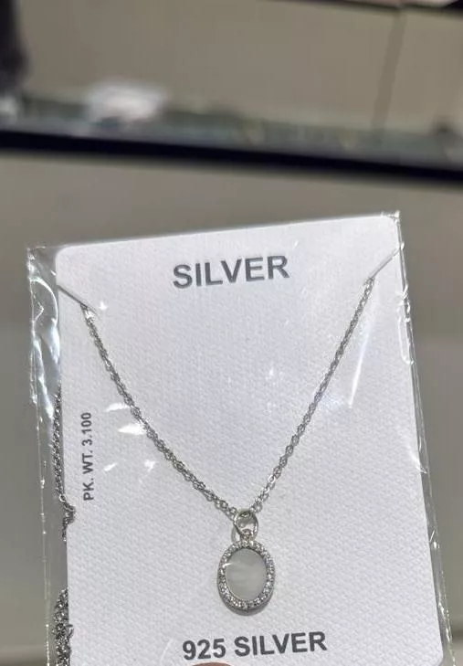 Jewelry/Silver Pendant Necklace in Rajkot - Elegant Crystal Detailing -  - Buy Online at R K JEWELLERS