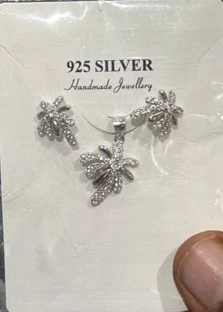 Silver Handmade Jewelry Set in Rajkot - Stylish 925 Pendant & Earrings -  - Buy Online at R K JEWELLERS